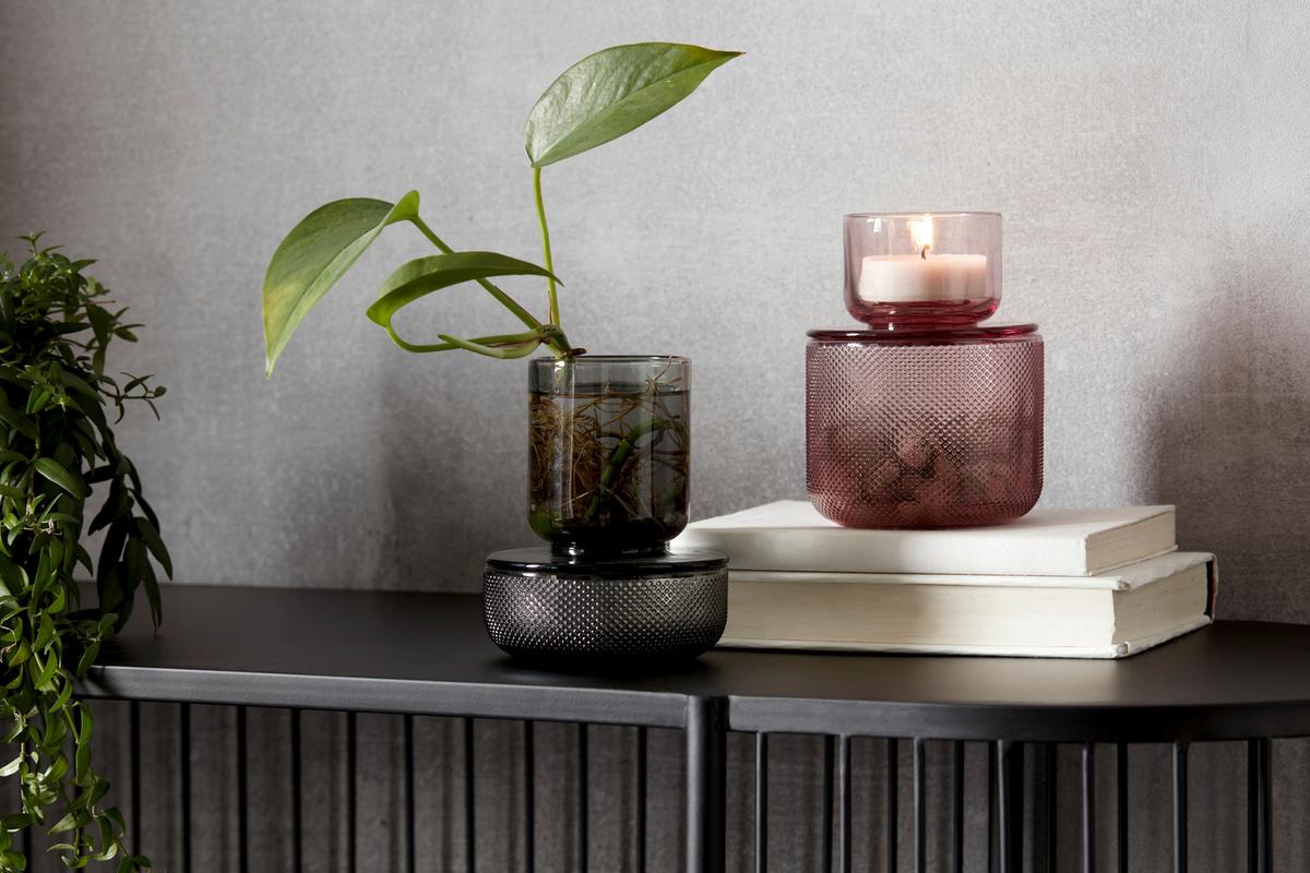 Dekodose Smoked in Grau aus Glas - Grau, Glas (10/13cm) - Modern Living