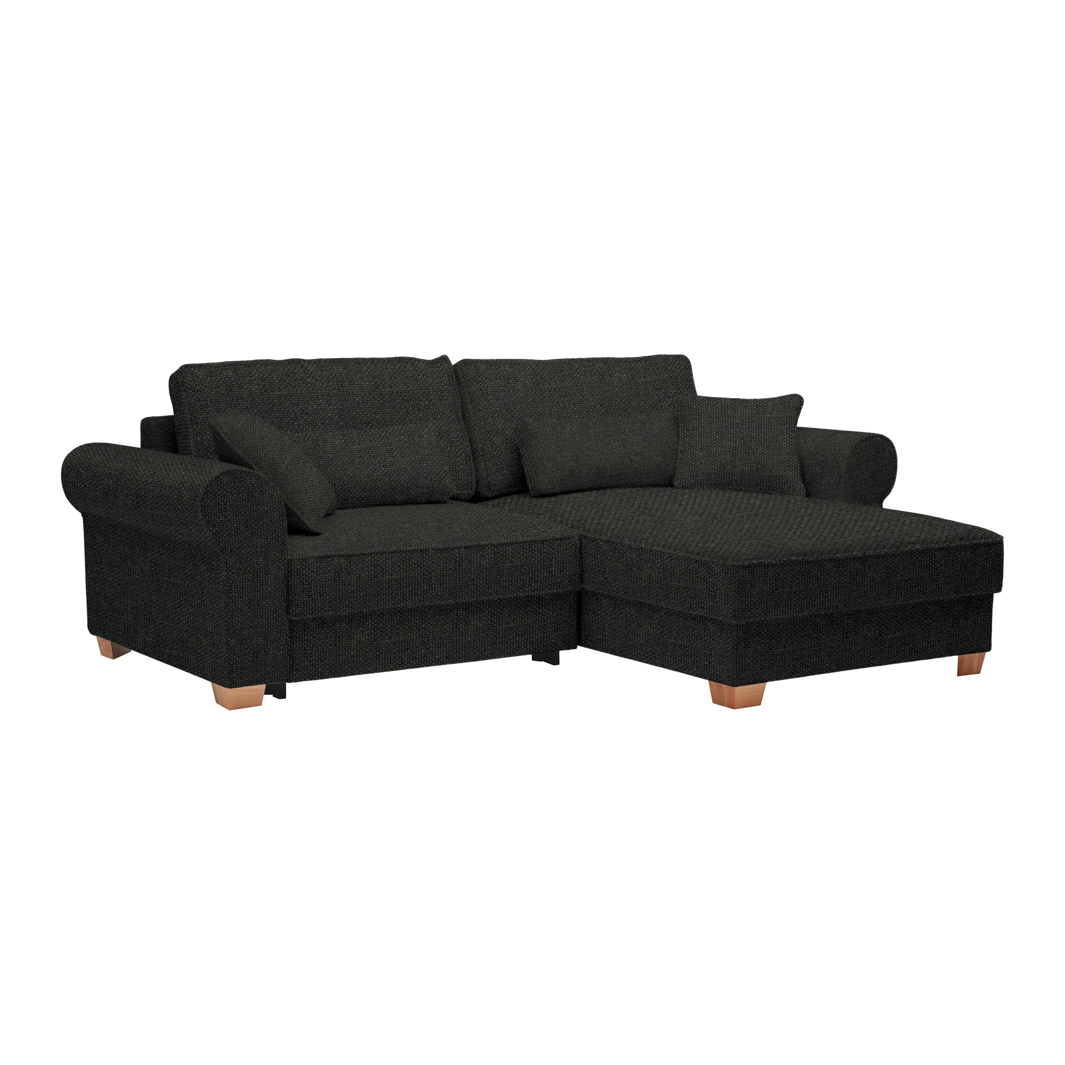 Wohnlandschaft Angelo Schwarz - Schwarz, MODERN, Holz/Holzwerkstoff (255/92/185cm) - Mömax