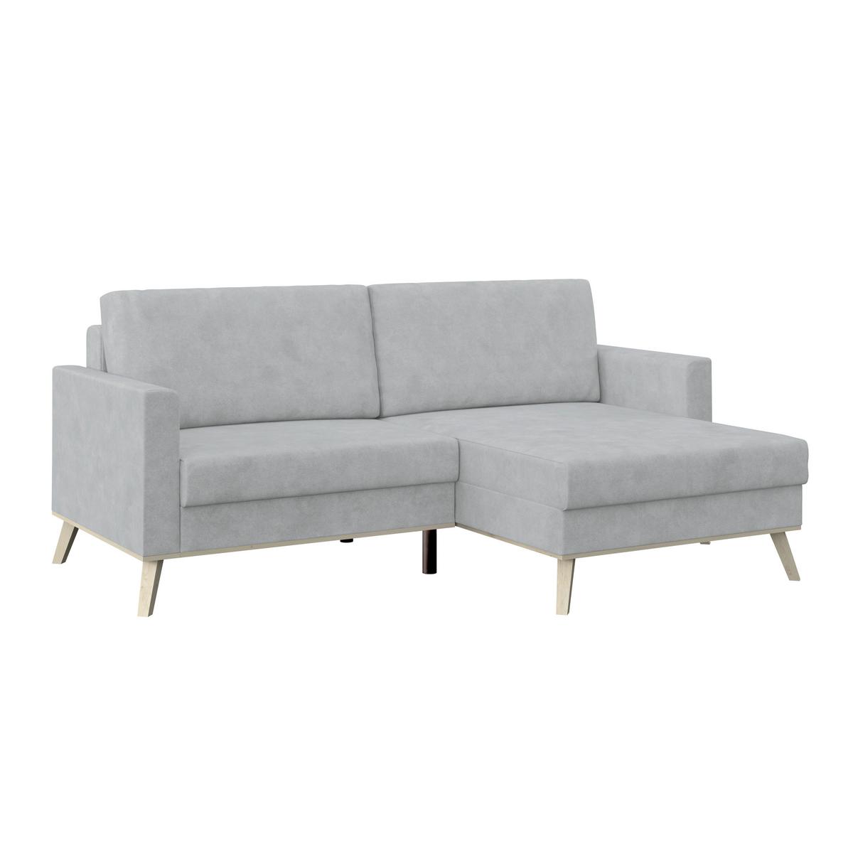 Kutna Garnitura Carini - srebrne boje/boje hrasta, Basics, tekstil/drvo (222/152cm) - Modern Living