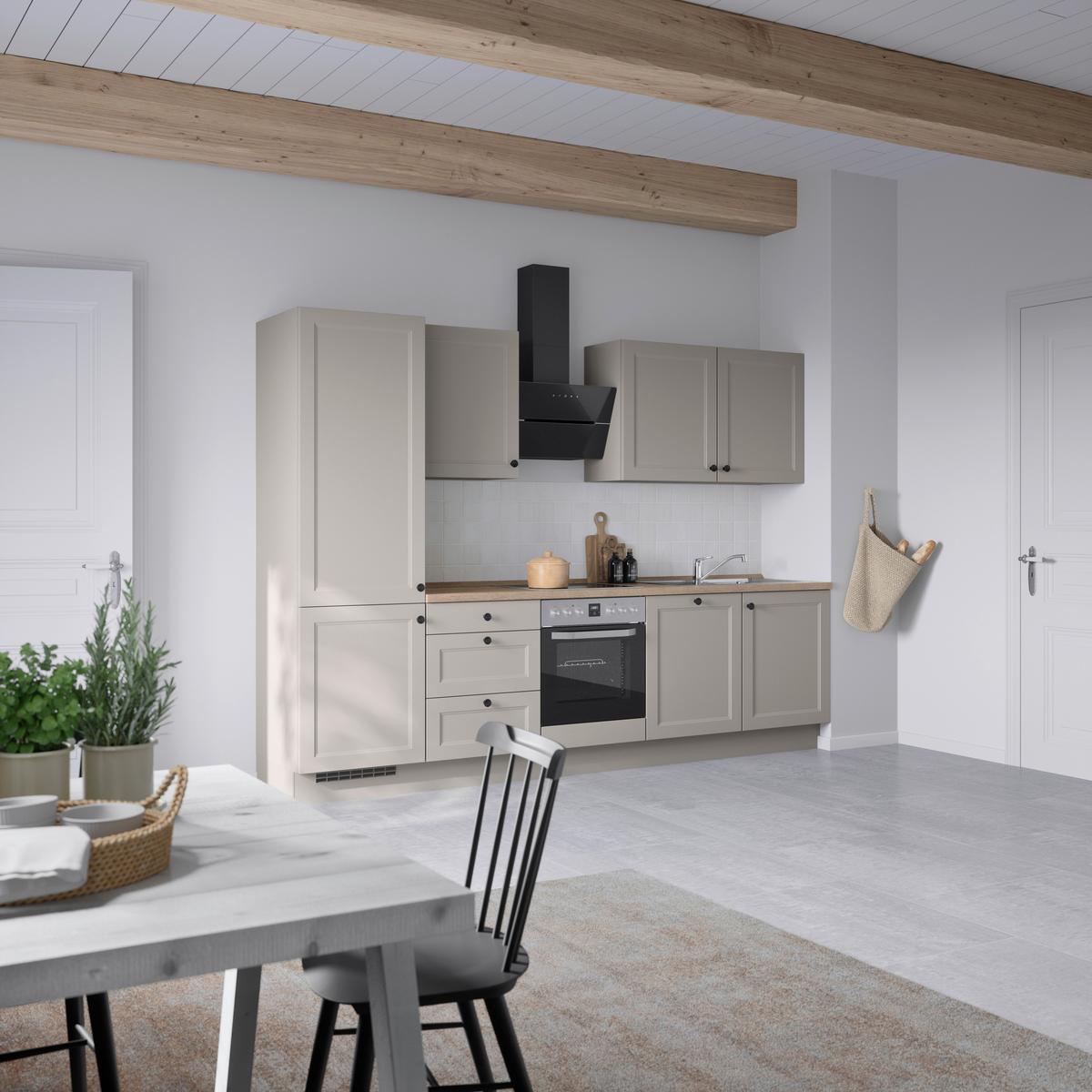 Küchenblock Cascada High m. Geräten Grau - Eiche dunkel/Schwarz, MODERN, Holzwerkstoff/Metall (300cm) - Nobilia