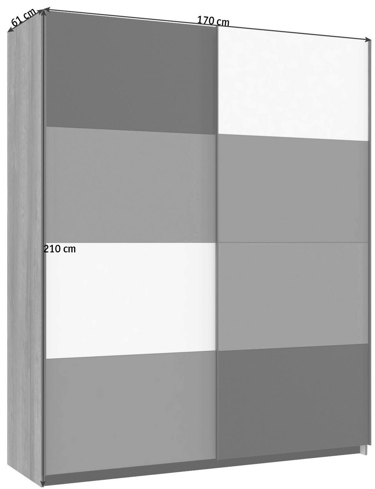 Omara Z Drsnimi Vrati Raven, Večbarvno - siva/črna, Design, kovina/umetna masa (170/210/61cm) - Carryhome
