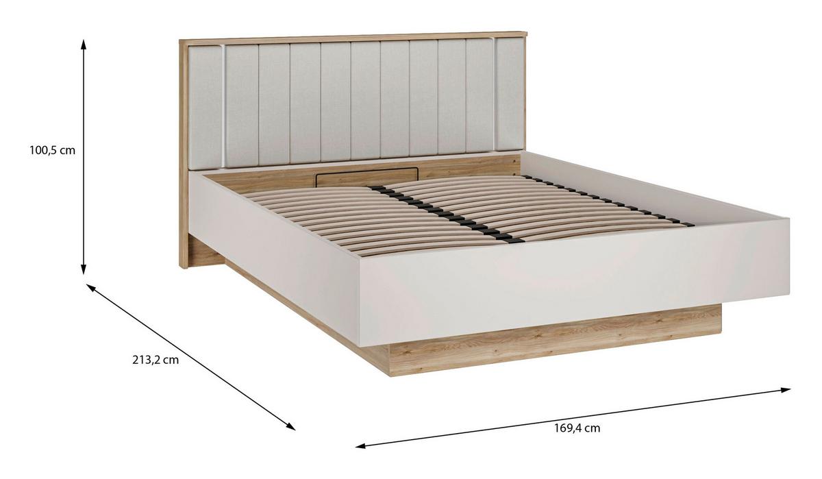 Krevet Seravel - boje hrasta/boje pijeska, Konvencionalno, drvni materijal/tekstil (160/200cm) - Modern Living