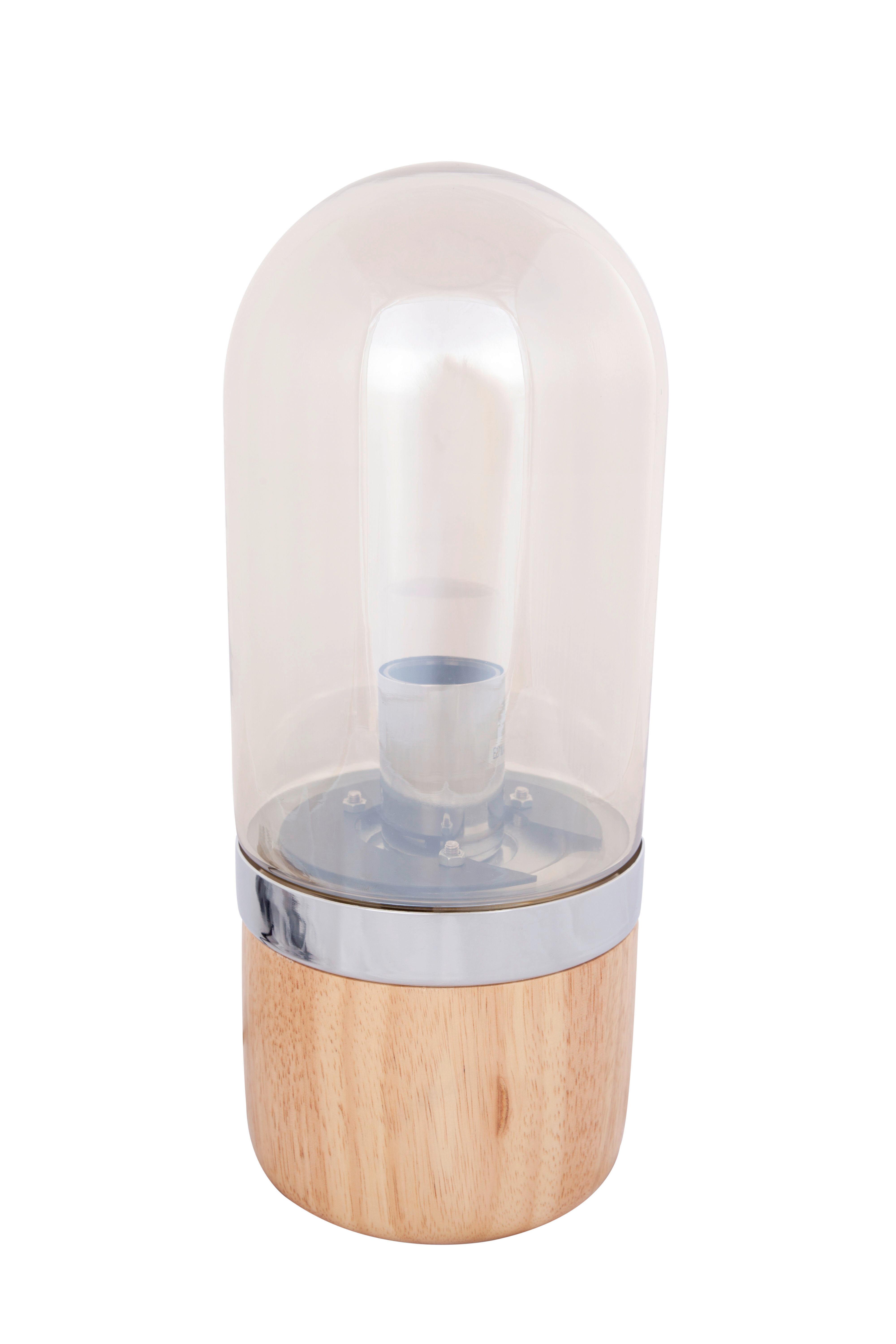 Tischleuchte Tischlampe Malbi 500 - Champagner, Trend, Glas/Holz (14/14/33cm) - Kayoom