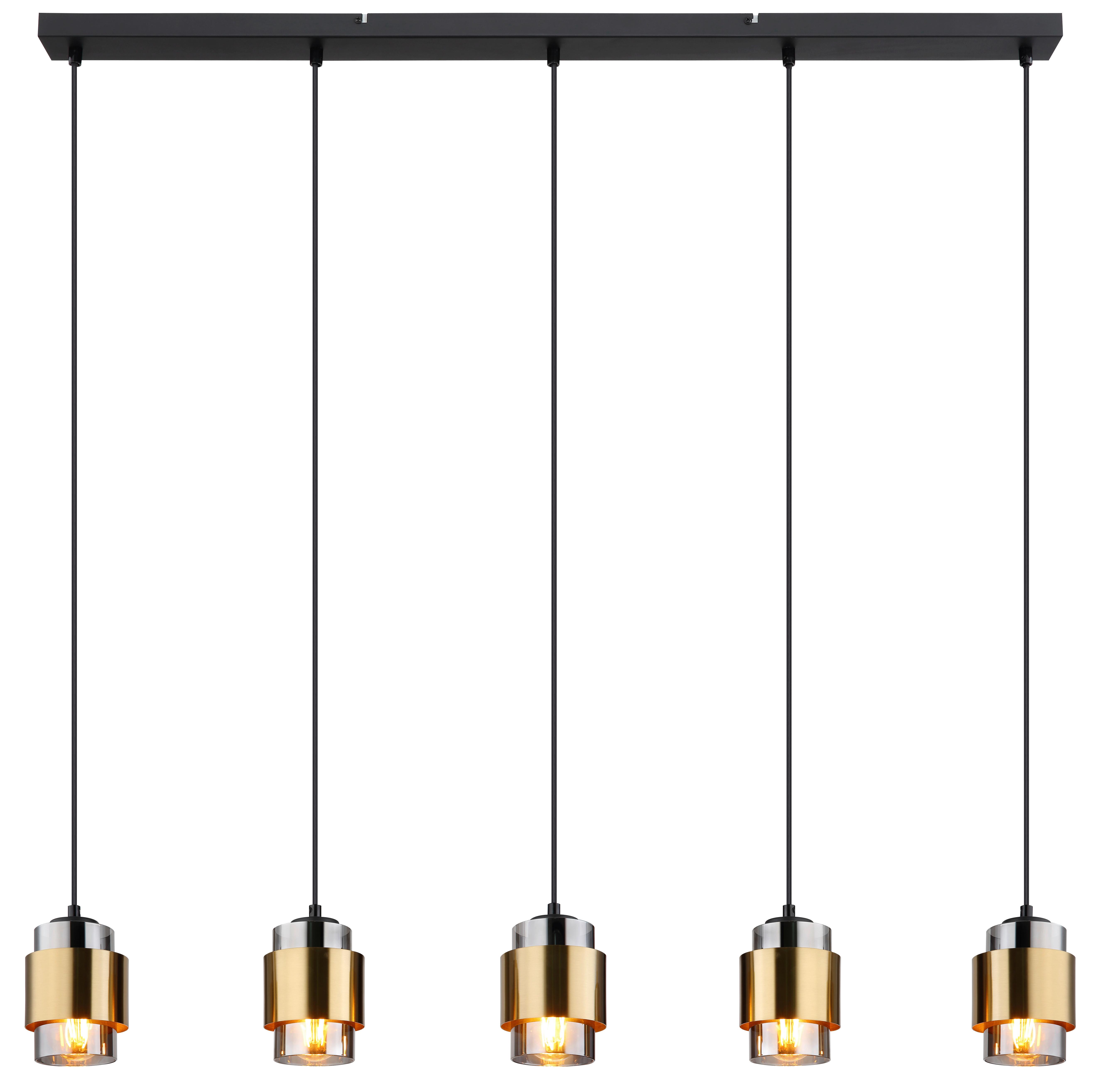 Hängeleuchte Milley Schwarz/ Messingfarben max. 40 Watt - Messingfarben/Schwarz, Design, Glas/Metall (105/10/150cm) - Globo