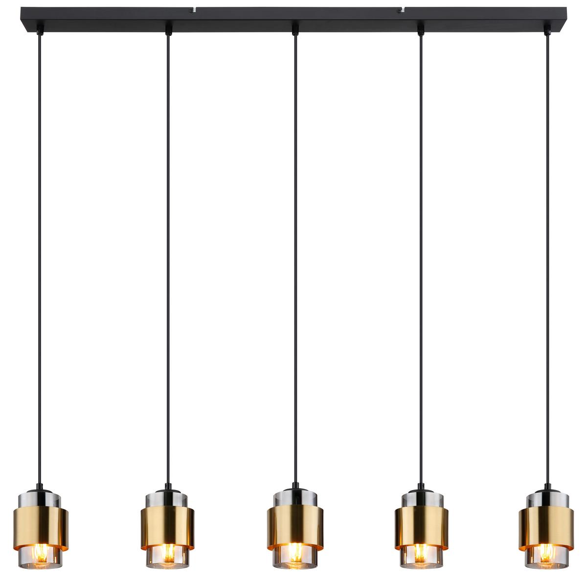 Hängeleuchte Milley Schwarz/ Messingfarben max. 40 Watt - Messingfarben/Schwarz, Design, Glas/Metall (105/10/150cm) - Globo