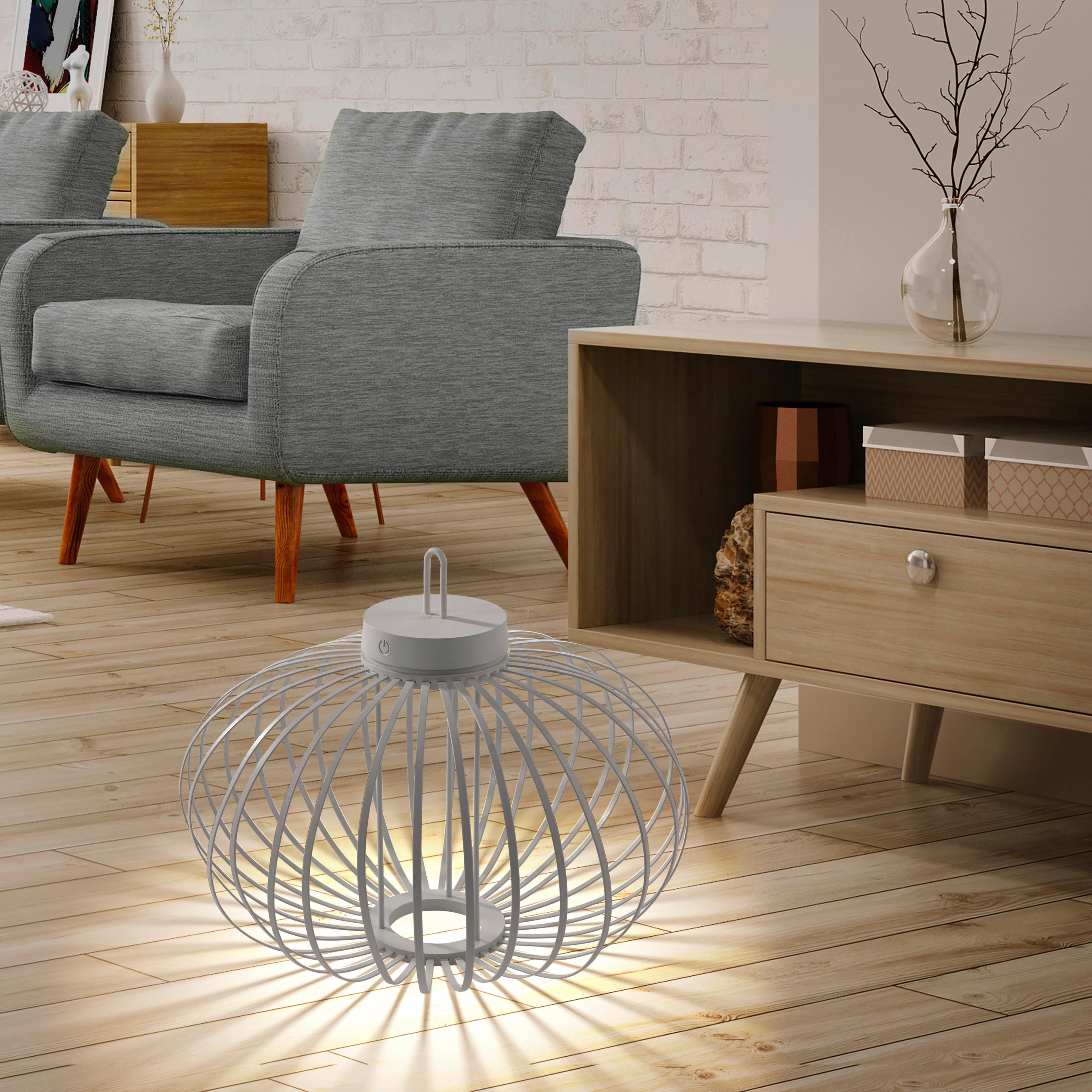 Akku-Tischleuchte Greige max. 1,5 Watt - Greige, Design, Holz/Kunststoff (46/46/37cm)