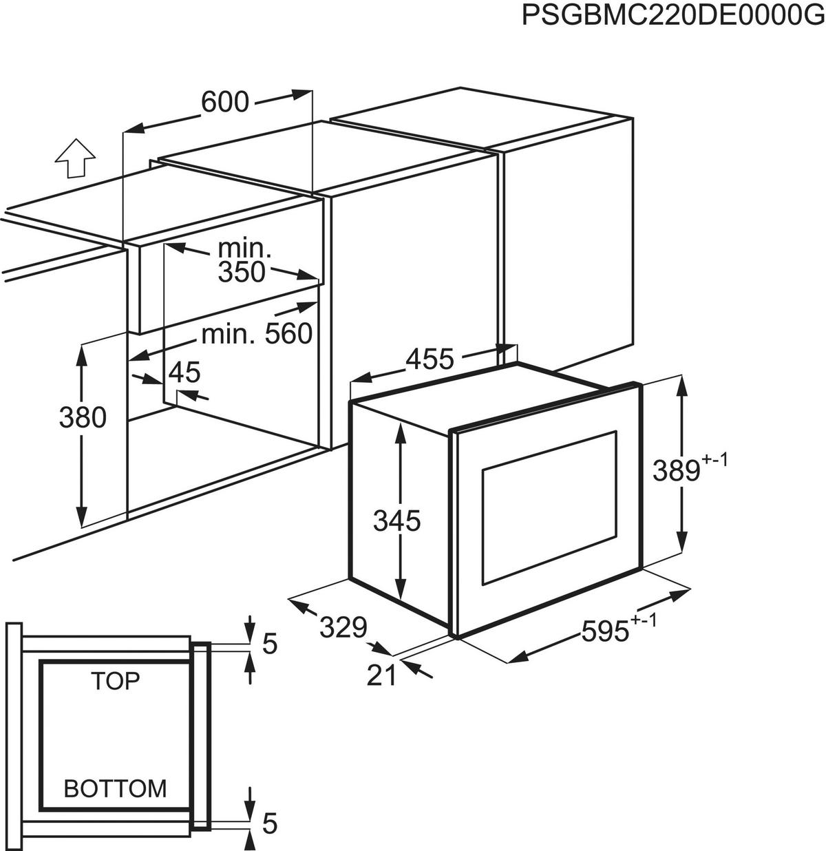 KUCHENKA MIKROFAL. DO ZABUDOWY ZMSN6DX - kolor stalowy/czarny, metal (59,5/39/31,2cm) - Zanussi