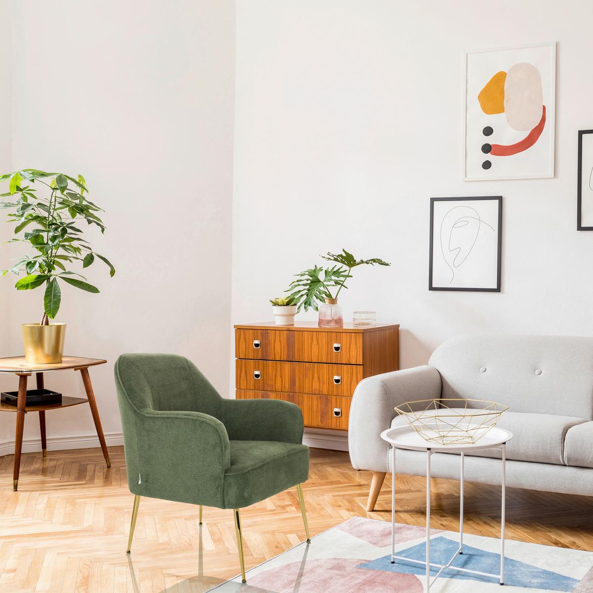 Naslanjač Thassos, Zelena - zelena, Moderno, kovina/tekstil (70/82/66cm) - MID.YOU