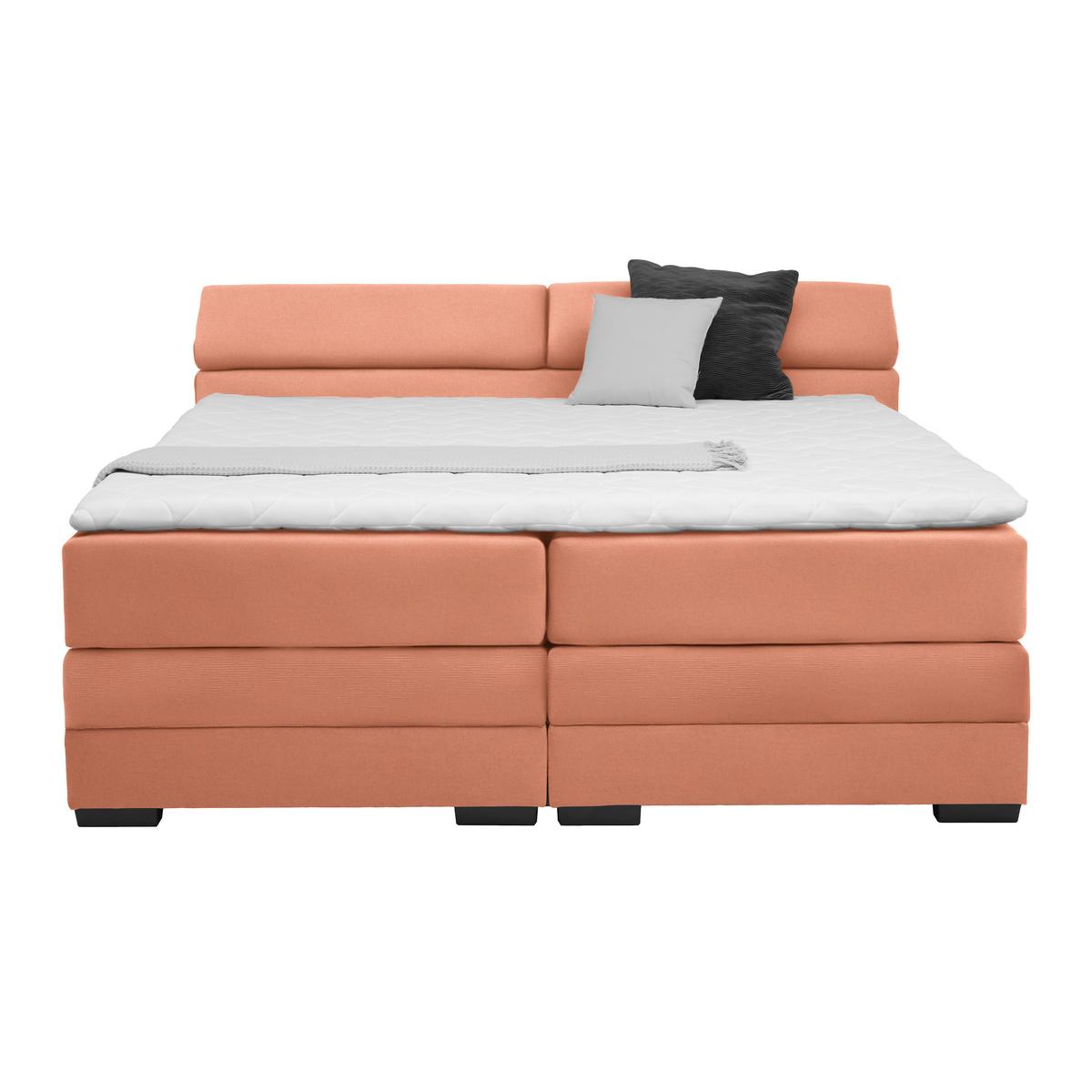 Boxspringbett Sevilla Koralle ca. 180x200cm - Koralle/Schwarz, KONVENTIONELL, Holz/Kunststoff (180/200cm) - Premium Living