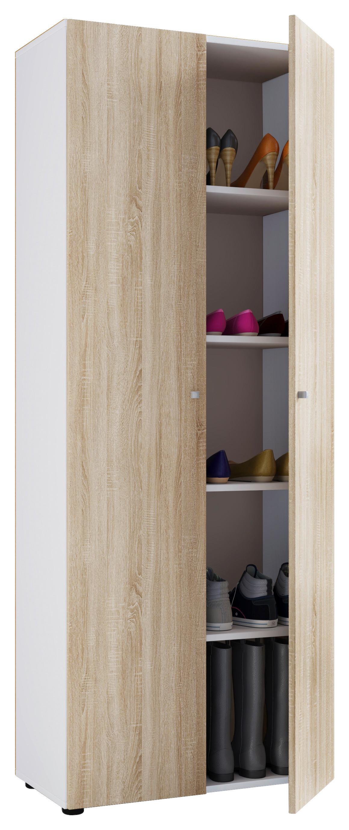 Schuhschrank Vandol I 5 Dt - Weiss/Silberfarben, Design, Holzwerkstoff/Kunststoff (71/180/39cm) - MID.YOU