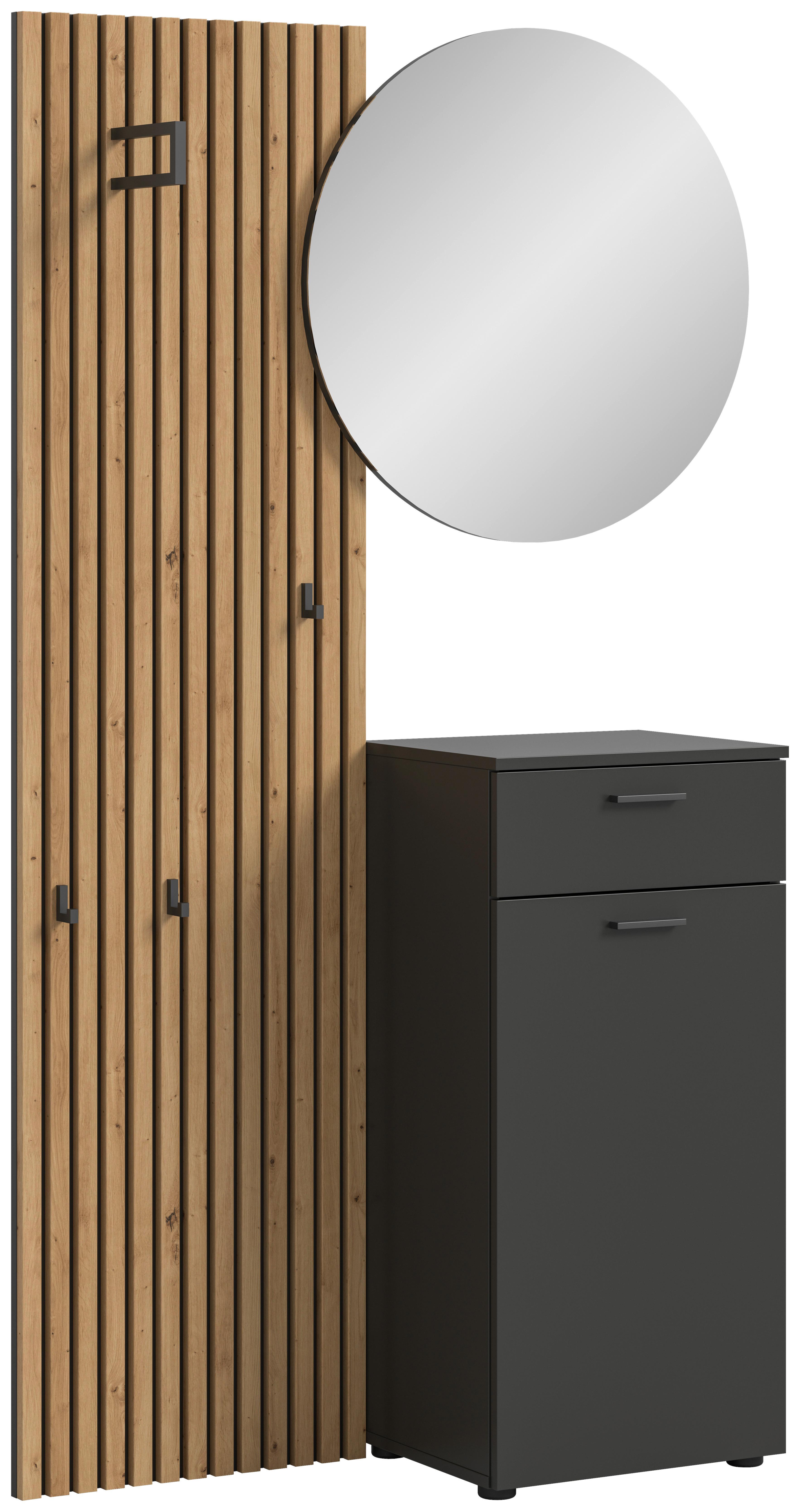 Predsoba Delton, Barva Hrasta, Siva - temno siva/hrast artisan, Design, leseni material (96/192/37cm) - Xora