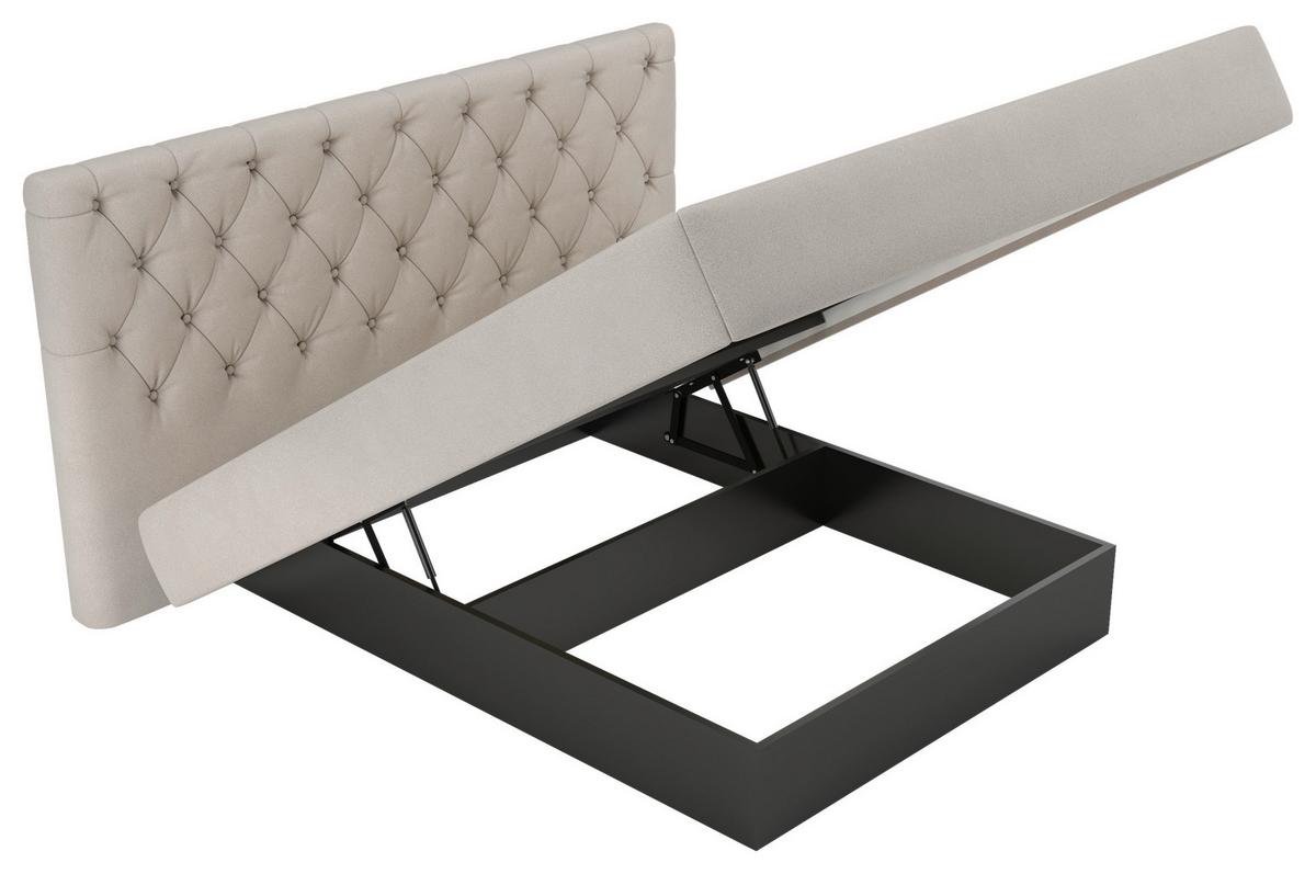Polsterbett Pedro D Pearl ca. 180x200cm - Schwarz, MODERN, Holz/Holzwerkstoff (180/200cm) - Mömax