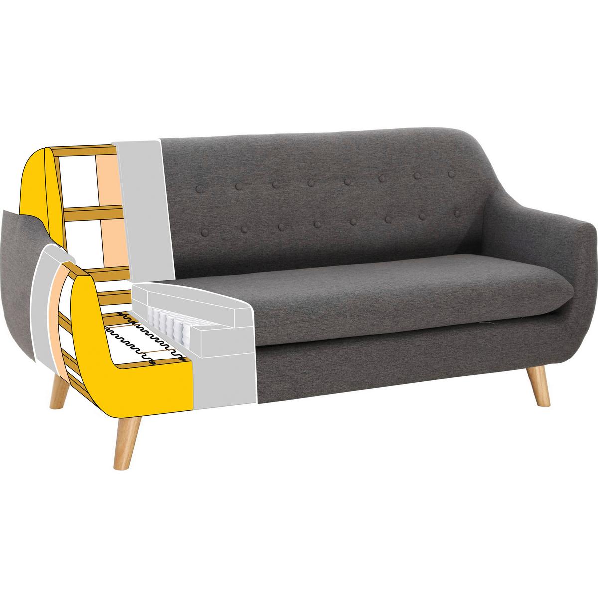 Sofa Dilly Hellgrau Leinenoptik - Hellgrau, MODERN, Holz/Textil (174/85/78cm) - Bessagi Home