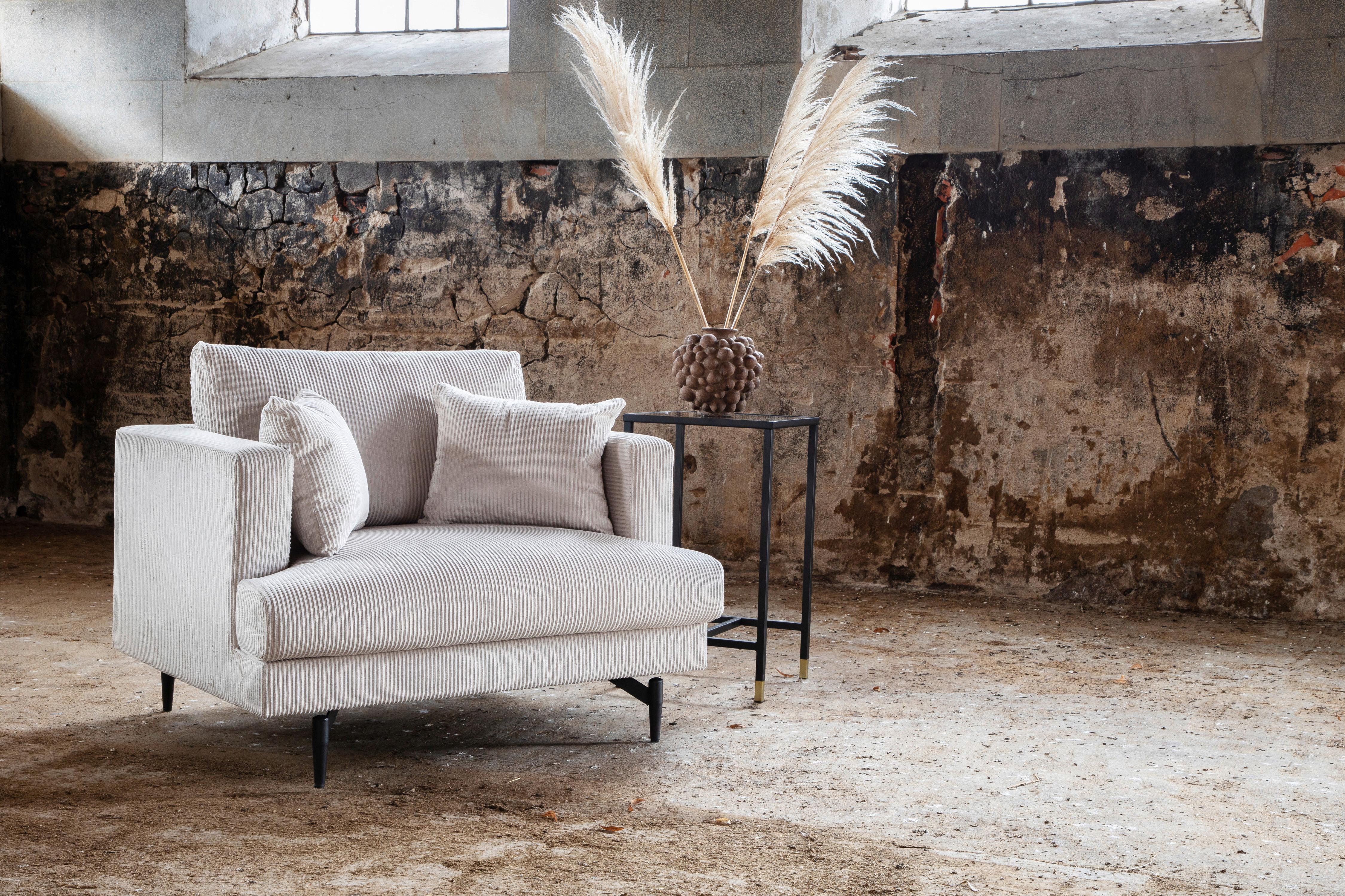 SESSEL SOFIA - Beige, Design, Textil/Metall (104/82/92cm) - Livetastic