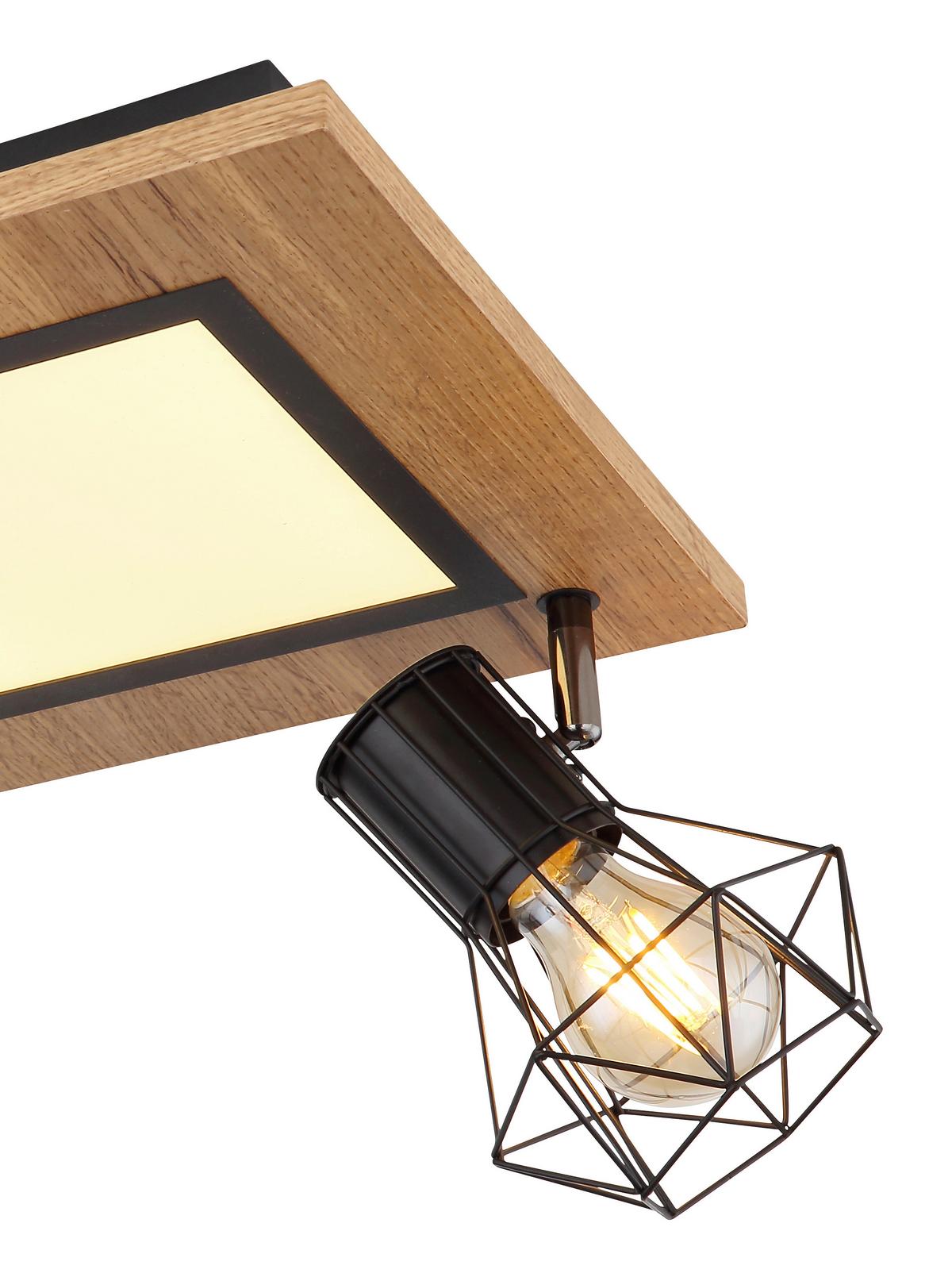 Stropni Reflektor Priska - črna/opal, Natur, kovina/umetna masa (30/30/22,5cm) - Globo