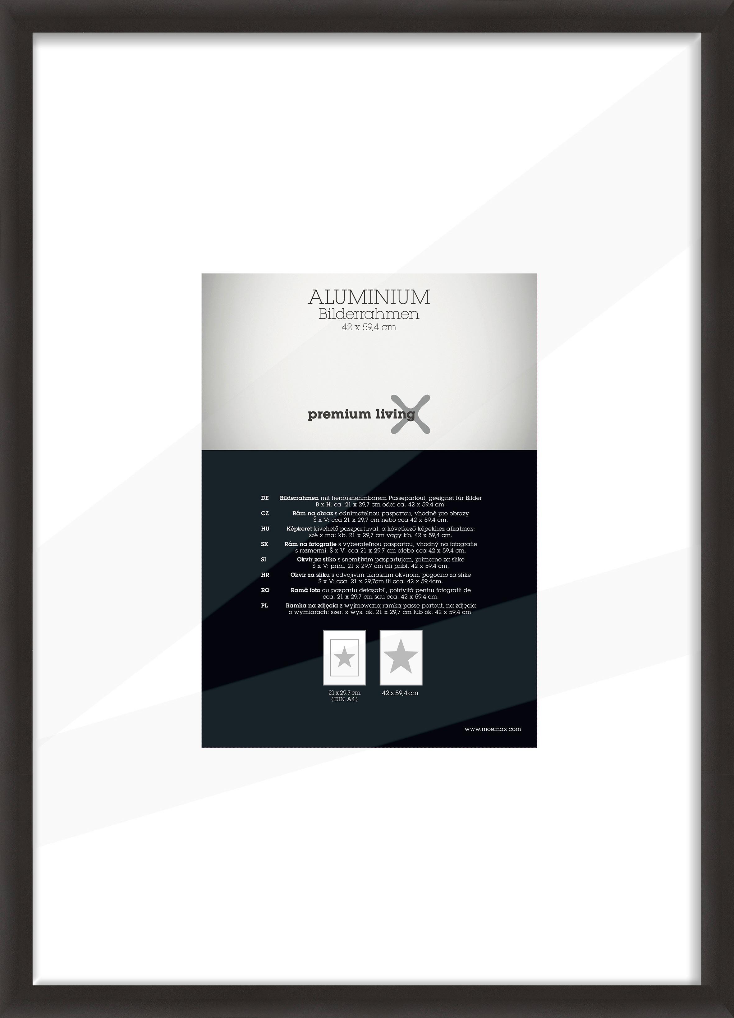 Bilderrahmen Aluminium ca. 45x62cm - Schwarz, Basics, Metall (45,1/62,5/2.2cm) - Premium Living