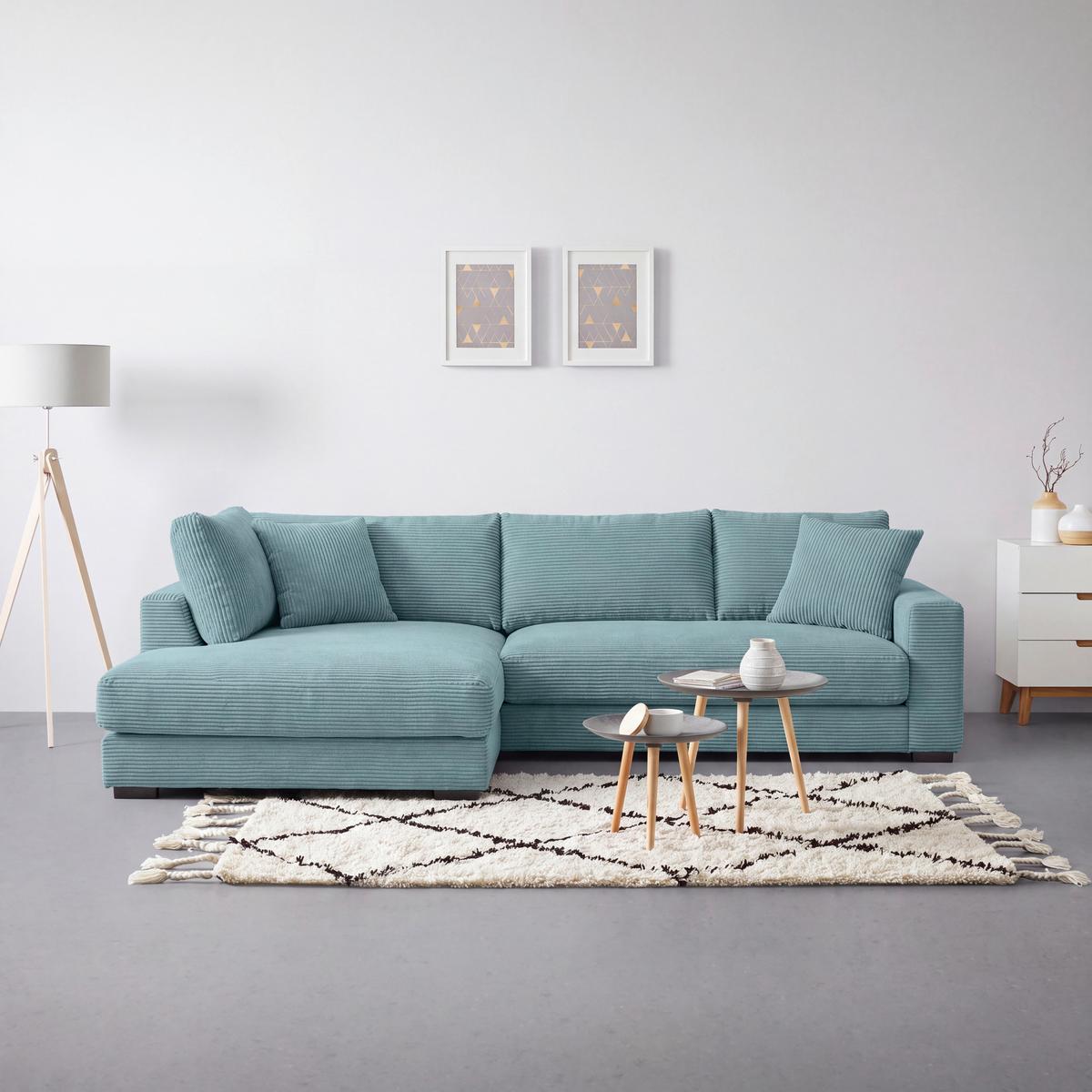 Ecksofa Pedro Petrol - Petrol/Schwarz, MODERN, Kunststoff/Textil (190/300cm) - Mömax