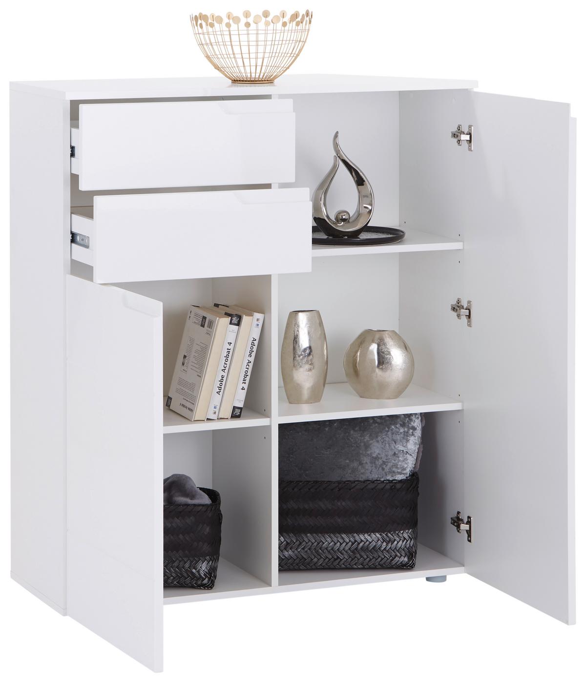 Komoda Hilton - bijela/bijela visoki sjaj, Moderno, drvni materijal/plastika (100/119,8/40cm) - Modern Living