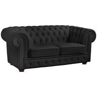 CHESTERFIELD-SOFA BRIDGEPORT - Nussbaumfarben/Schwarz, Design, Leder/Holz (172/76/98cm) - Max Winzer