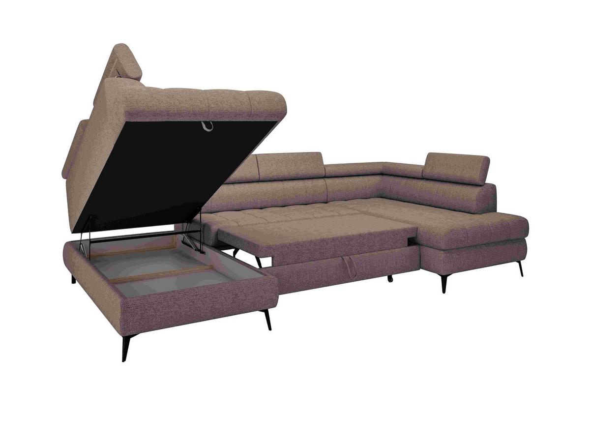Sarokkanapé Ágyfunkcióval Look - taupe, Modern, textil/fa (195/82-100/343cm) - Mömax
