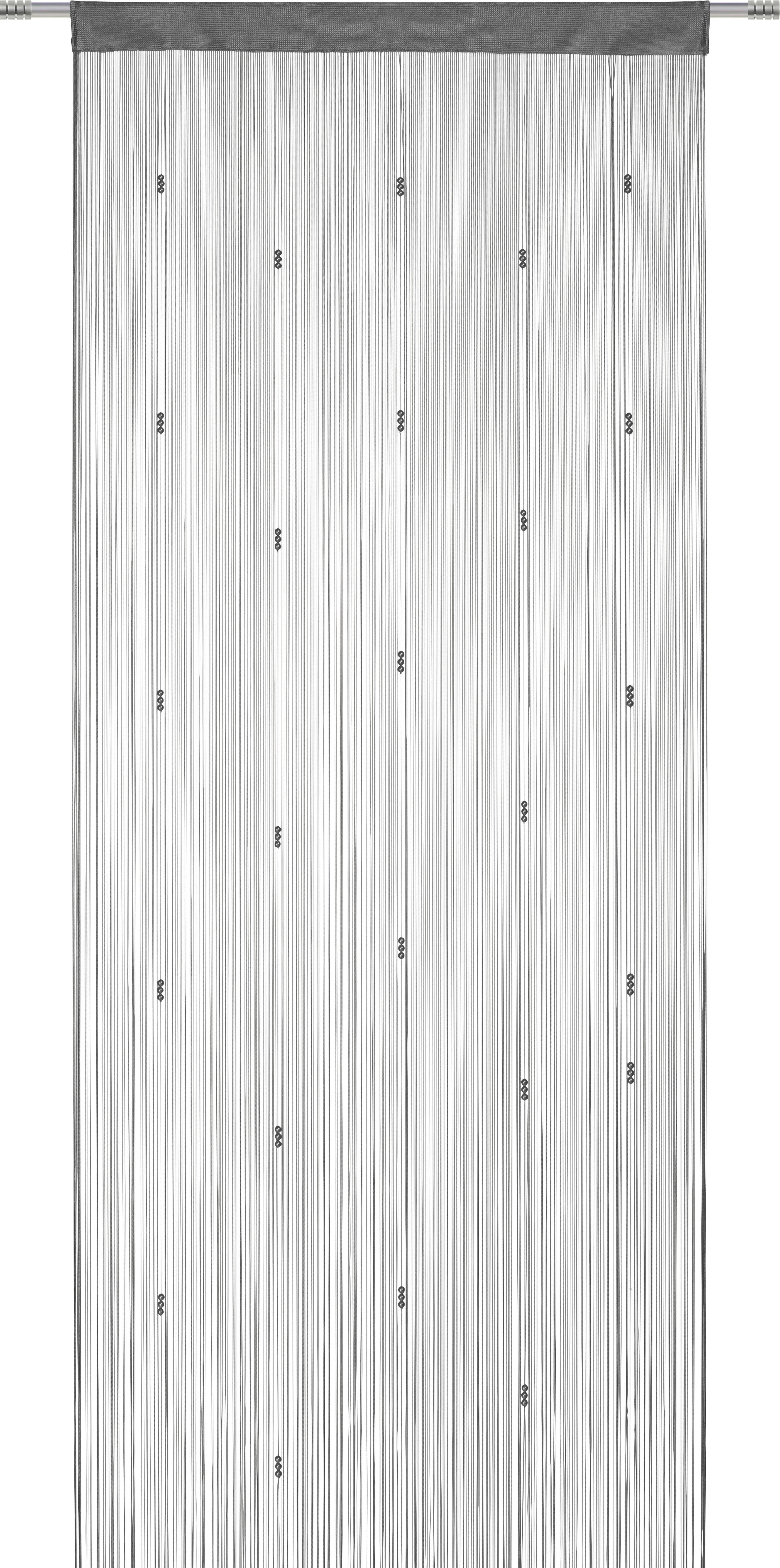 Zsinórfüggöny Perle 90/245cm - antracit/fehér, Romantik / Landhaus, textil (90/245cm) - Modern Living