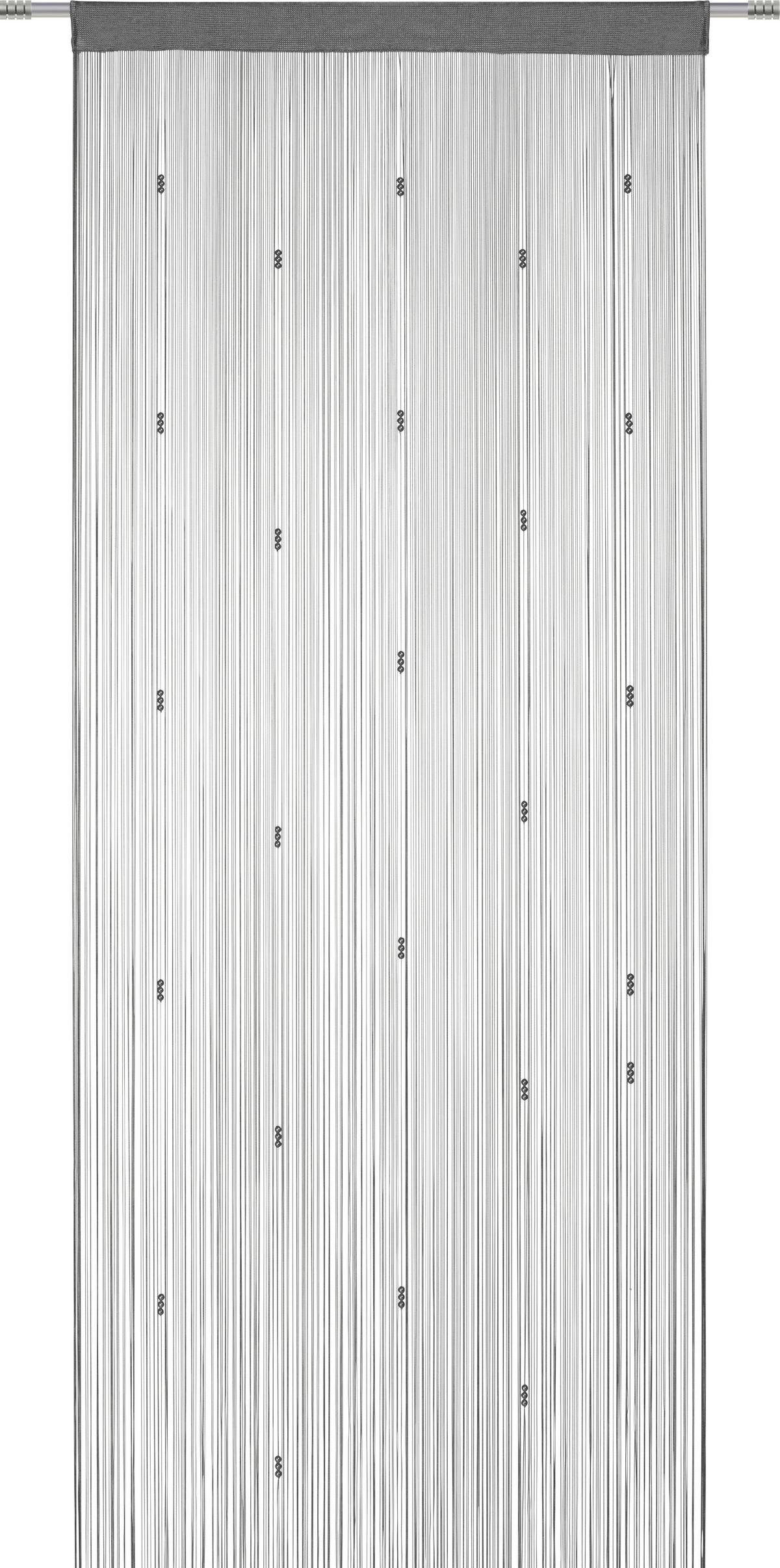 Zsinórfüggöny Perle 90/245cm - antracit/fehér, Romantik / Landhaus, textil (90/245cm) - Modern Living