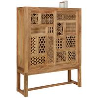 Highboard Lakota aus Mangoholz in Hellbraun - Hellbraun, LIFESTYLE, Holz (115/150/38cm) - Based