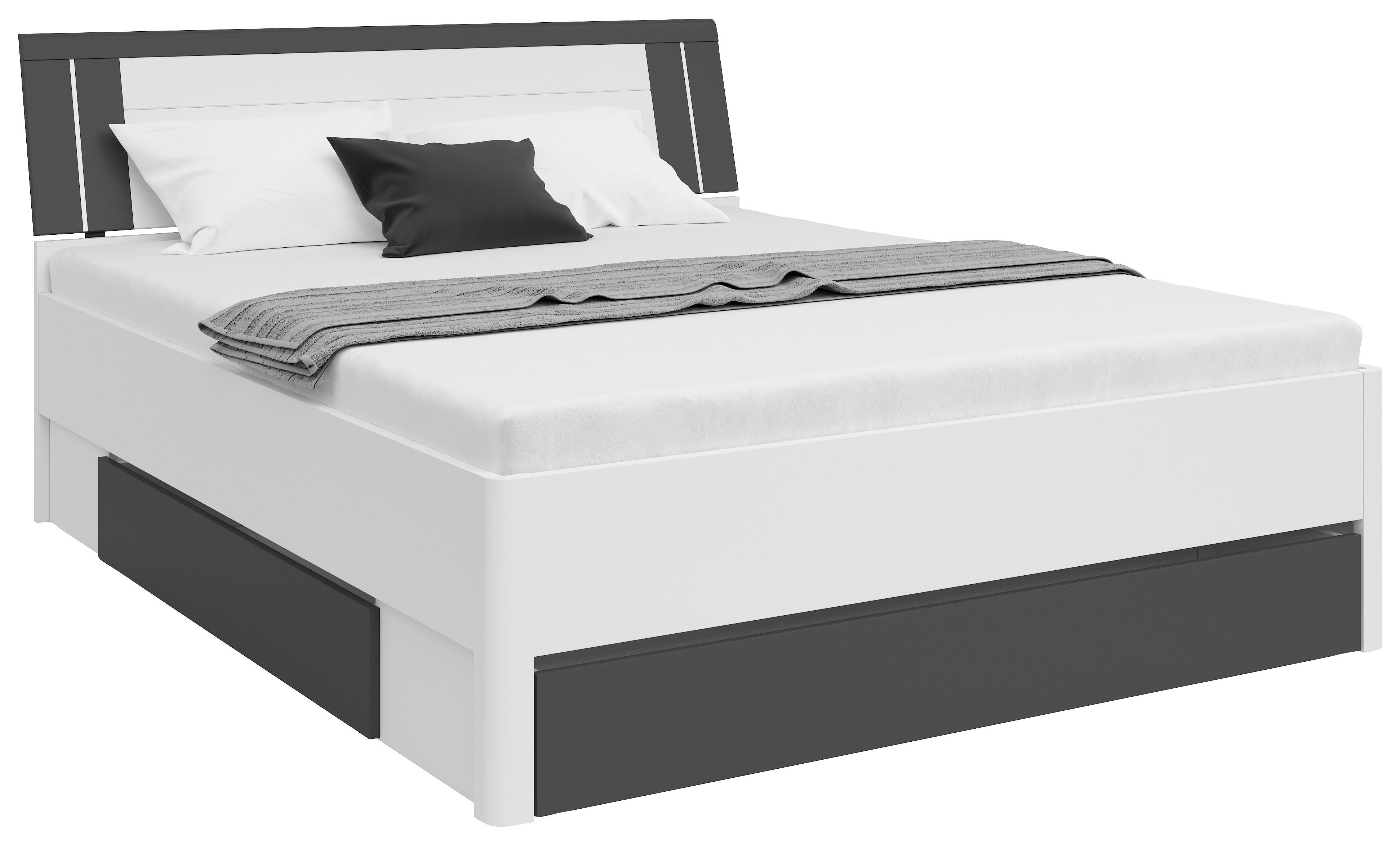 PAT CU SPAțIU DE DEPOZITARE SATURN 160 - alb/grafit, Konventionell, material pe bază de lemn (160/200cm)