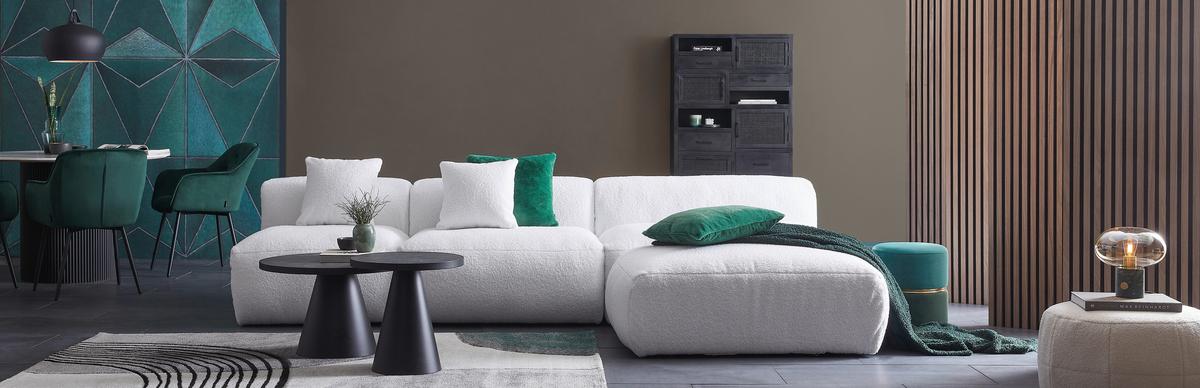 Modul Sofaelement Bloom Weiß - Weiß, Trend, Textil (85/70/122cm) - Livetastic