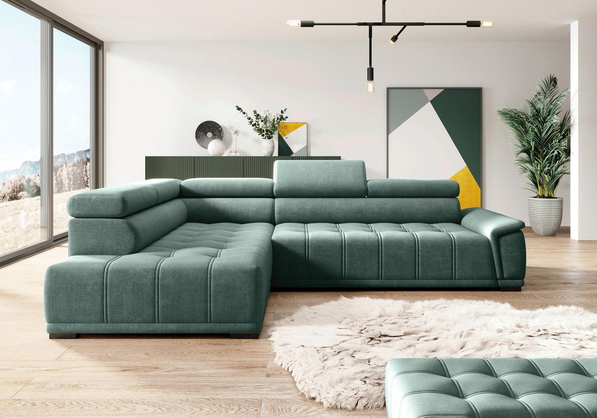 Kutna Garnitura Gremio - tamno zelena/crna, Moderno, tekstil/plastika (106/283cm) - Modern Living