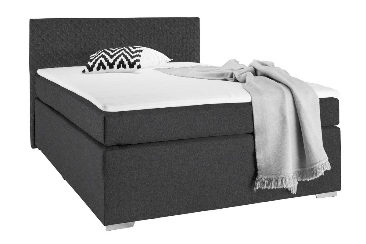 Boxspringbett Mali New in Grau ca. 140x200cm - Chromfarben/Grau, KONVENTIONELL, Kunststoff/Textil (140/200cm) - Based