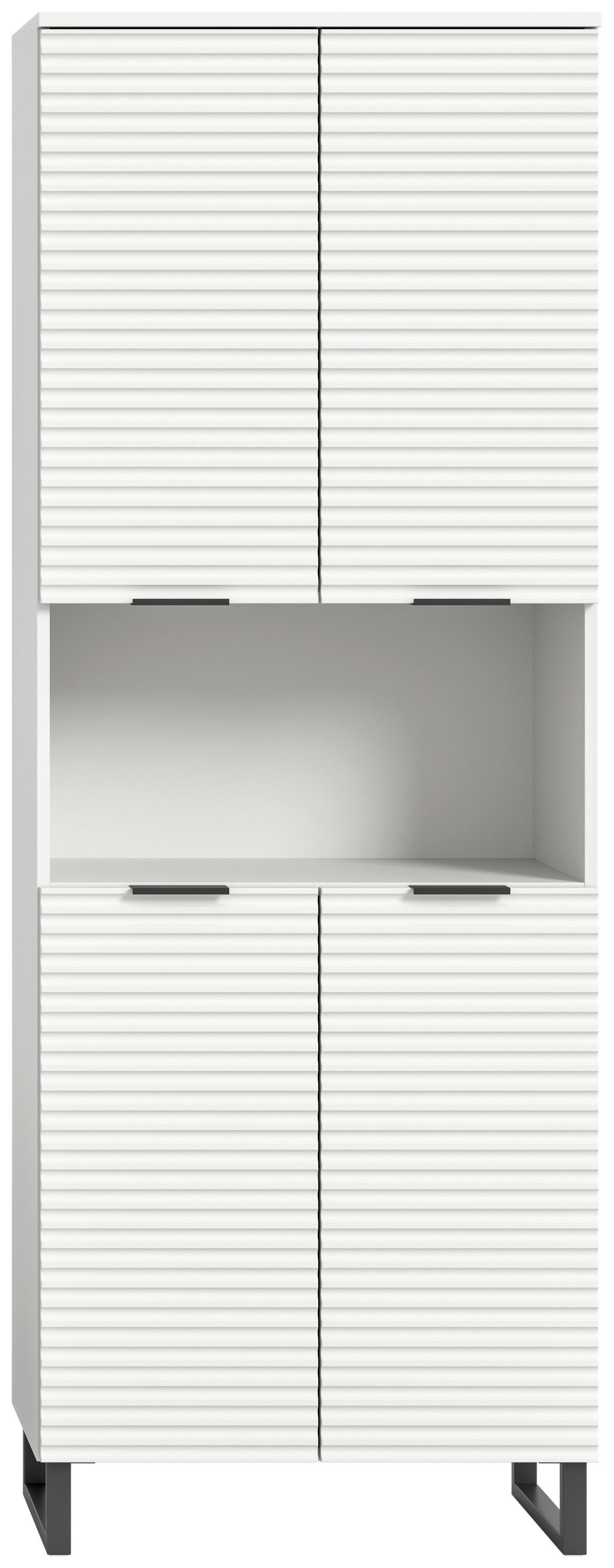 Hochschrank Riff ca. 70x193 cm Weiß/Schwarz - Schwarz/Weiß, MODERN, Holzwerkstoff/Metall (70/193/34cm) - MID.YOU