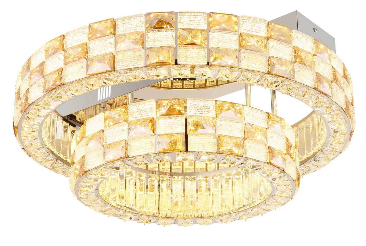 Led Stropna Svjetiljka Lidia - prozirno/boje kroma, Design, staklo/metal (61/24,5cm) - Globo