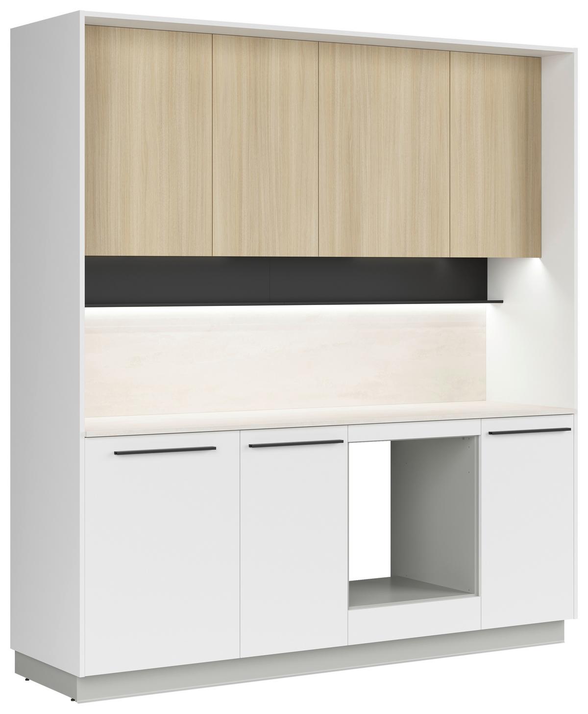 Küchenblock Milino o. E-Geräte Sandfarben - Eichefarben/Schwarz, Basics, Holzwerkstoff/Kunststoff (210cm) - Visiona