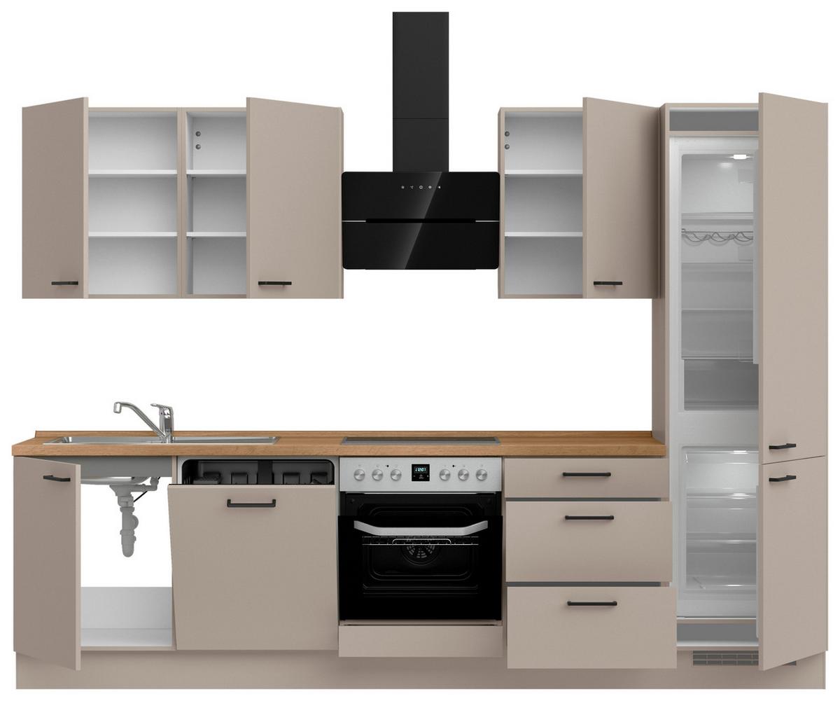 Küchenleerblock Easytouch High o. Geräte Sandfarben - Sandfarben/Eichefarben, MODERN, Holzwerkstoff/Metall (300cm) - Nobilia