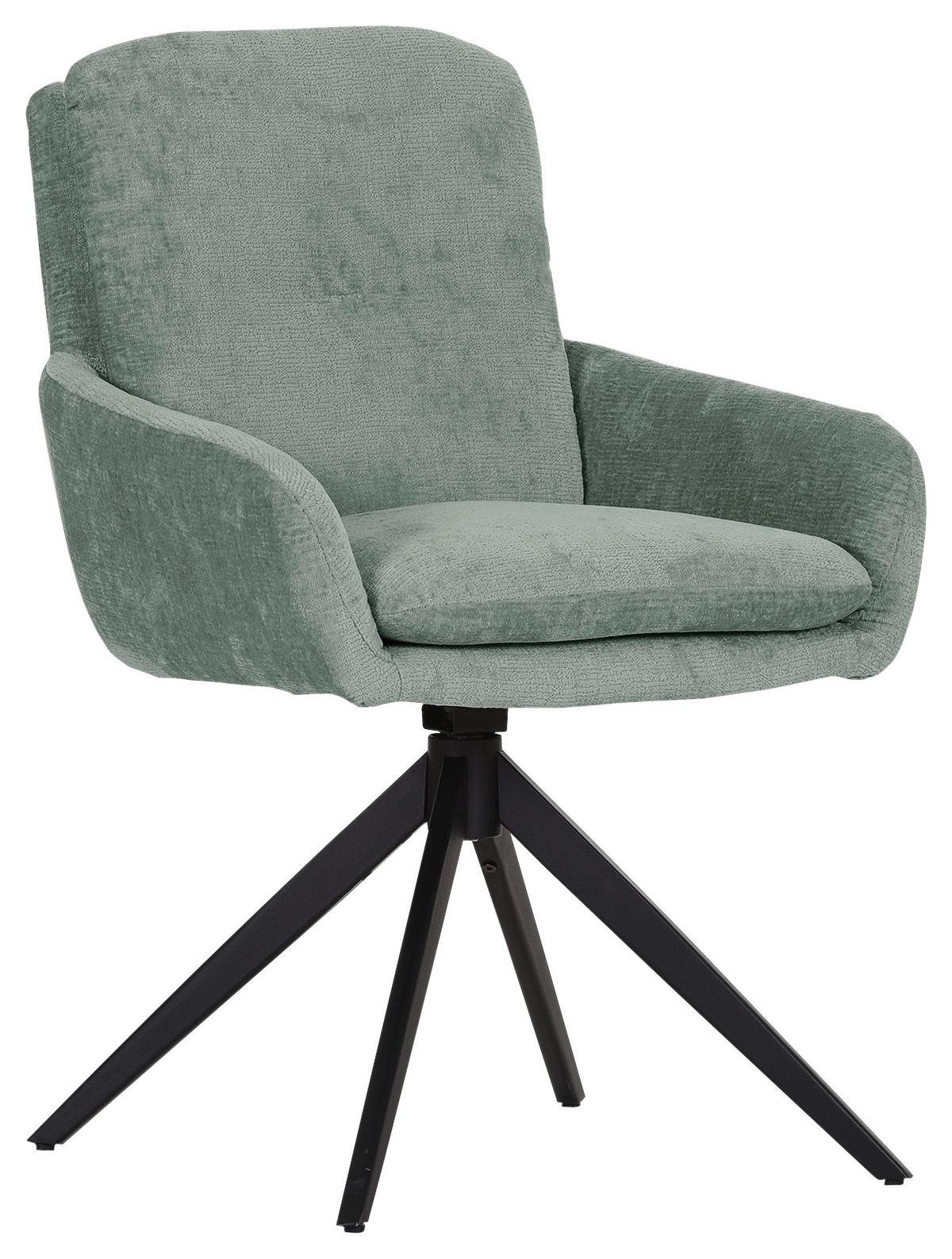 KRZESŁO Z PODŁOKIETNIKAMI OLMO - czarny/jadeitowa zieleń, Design, metal/tkanina (60/89/69cm) - Landscape