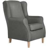 Ohrensessel Lorris Hellgrau Flachgewebe - Buchefarben/Hellgrau, Design, Holz/Textil (77/103/86cm) - Max Winzer