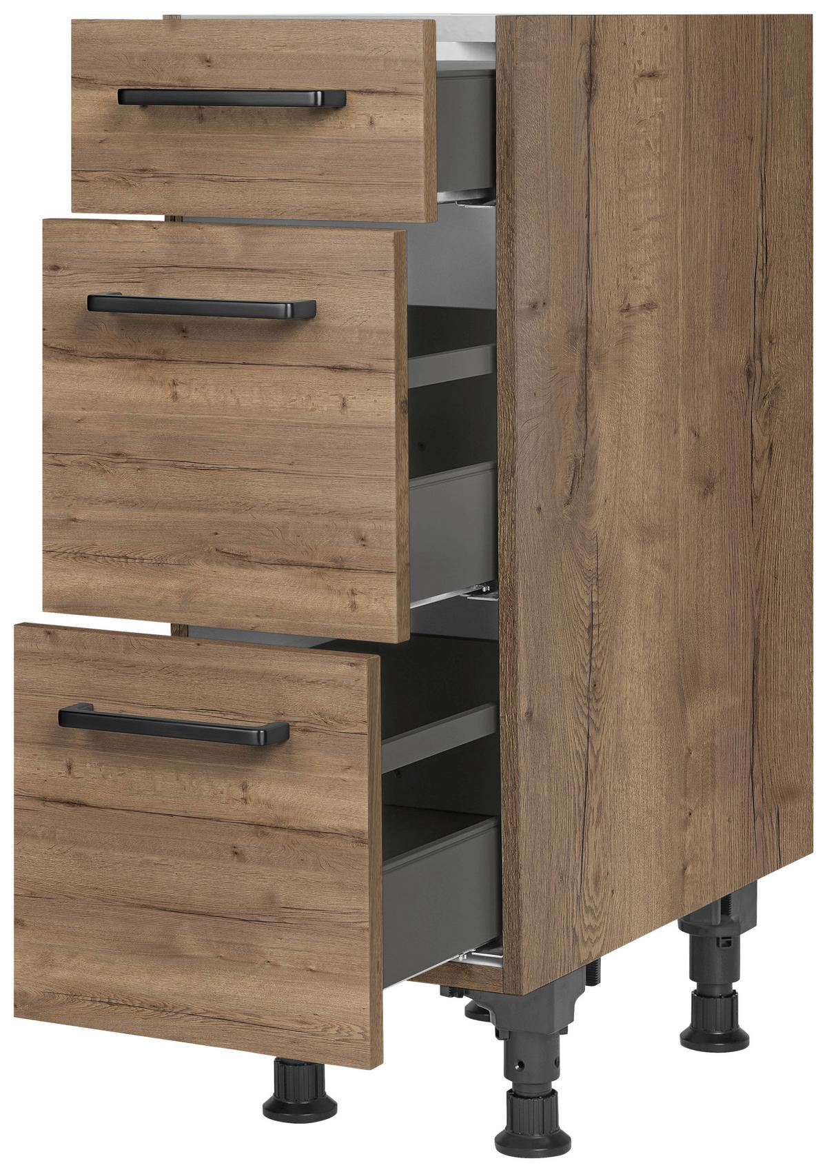 Schubkastenunterschrank Structura Eiche dunkel - Eiche dunkel/Schwarz, MODERN, Holzwerkstoff/Metall (30/87/56cm) - Nobilia