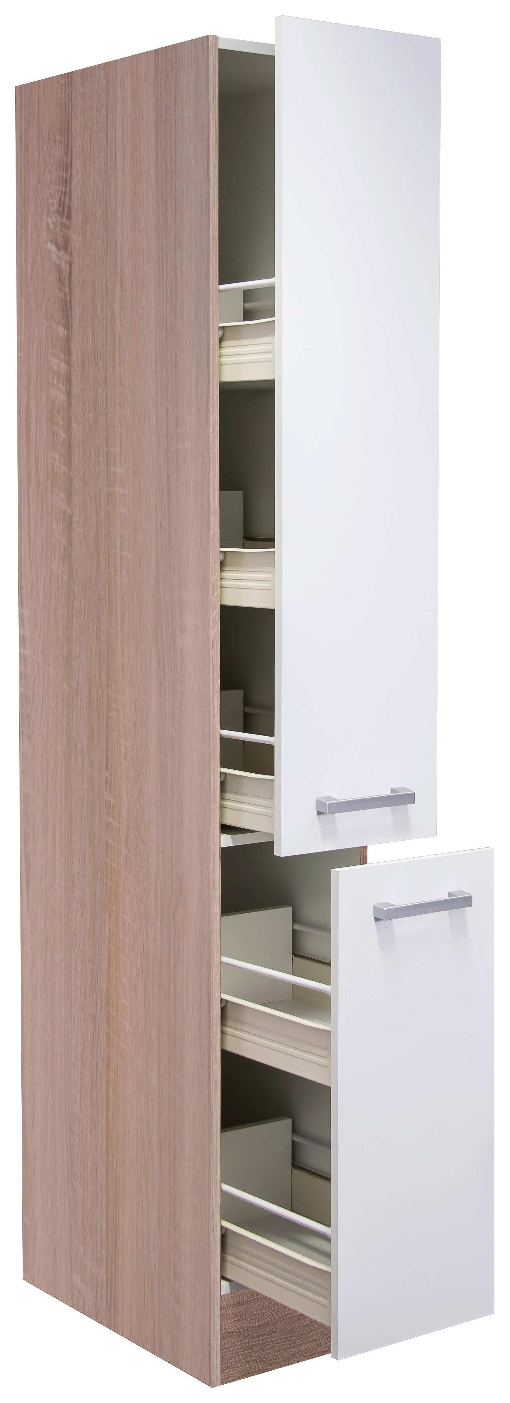 Apothekerschrank Lexa Weiss/Eiche - Alufarben/Weiß, MODERN, Holzwerkstoff/Kunststoff (30/200/57cm) - Based