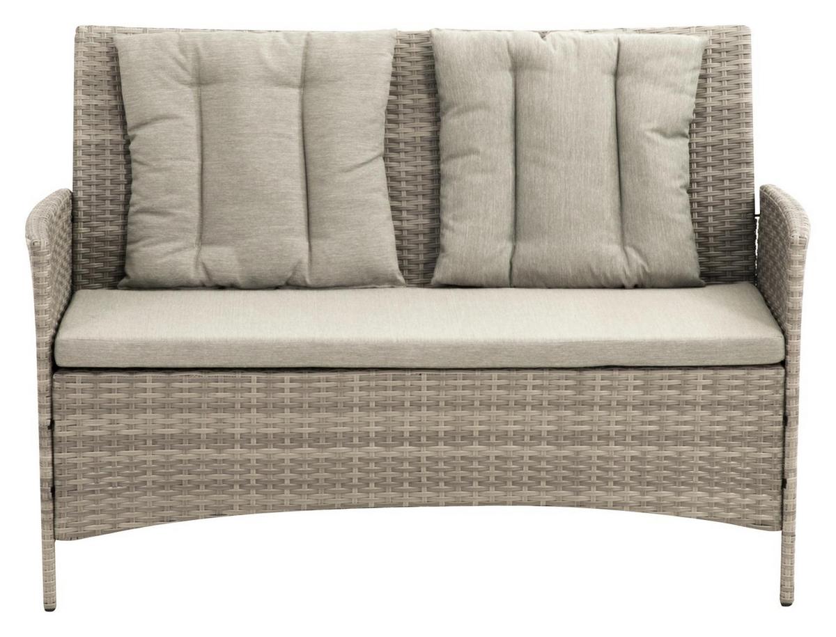 Loungegarnitur 4-tlg. Wien Kunststoffgeflecht mit Kissen - Beige/Grau, MODERN, Kunststoff/Textil (140/68/80cm) - Gardenson