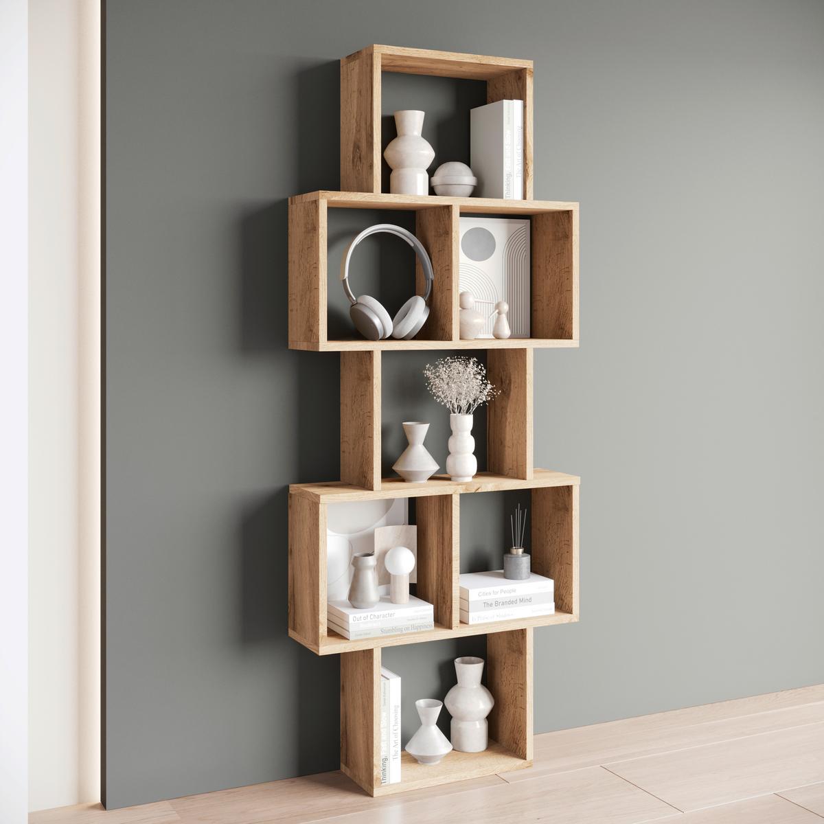 Stenski Regal Trio, Barva Hrasta - hrast wotan, Basics, leseni material (160,8/65cm) - P & B