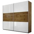 Schwebetürenschrank Weiß Hg/eichefarben - Eichefarben/Alufarben, KONVENTIONELL, Holzwerkstoff/Metall (218/210/59cm) - Modern Living