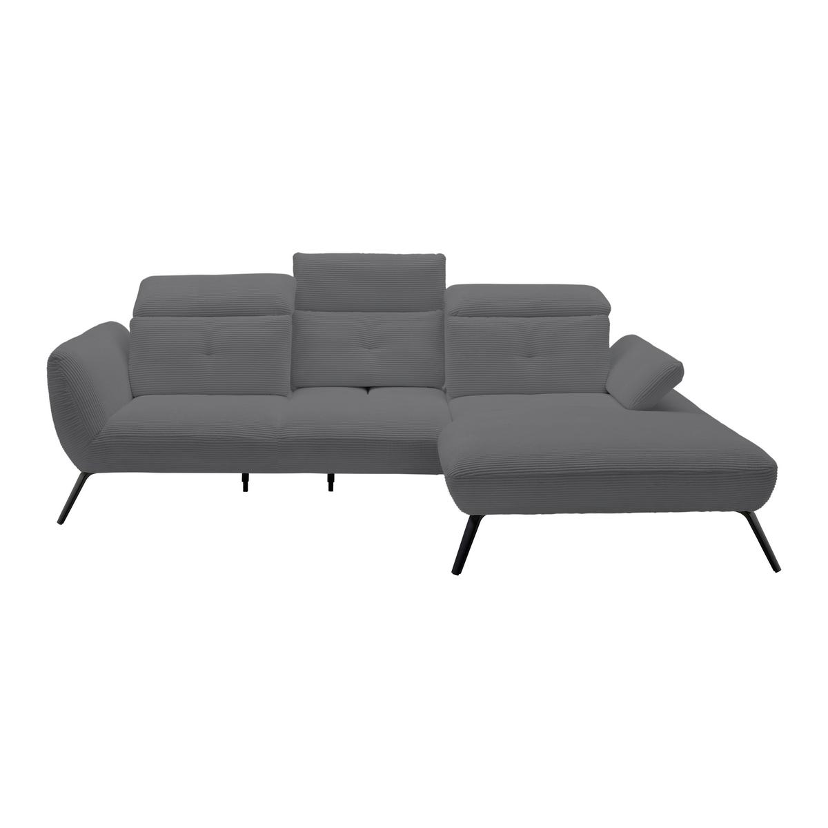 Wohnlandschaft Seattle Grau - Schwarz/Weiß, MODERN, Holzwerkstoff/Textil (301/196cm) - Premium Living