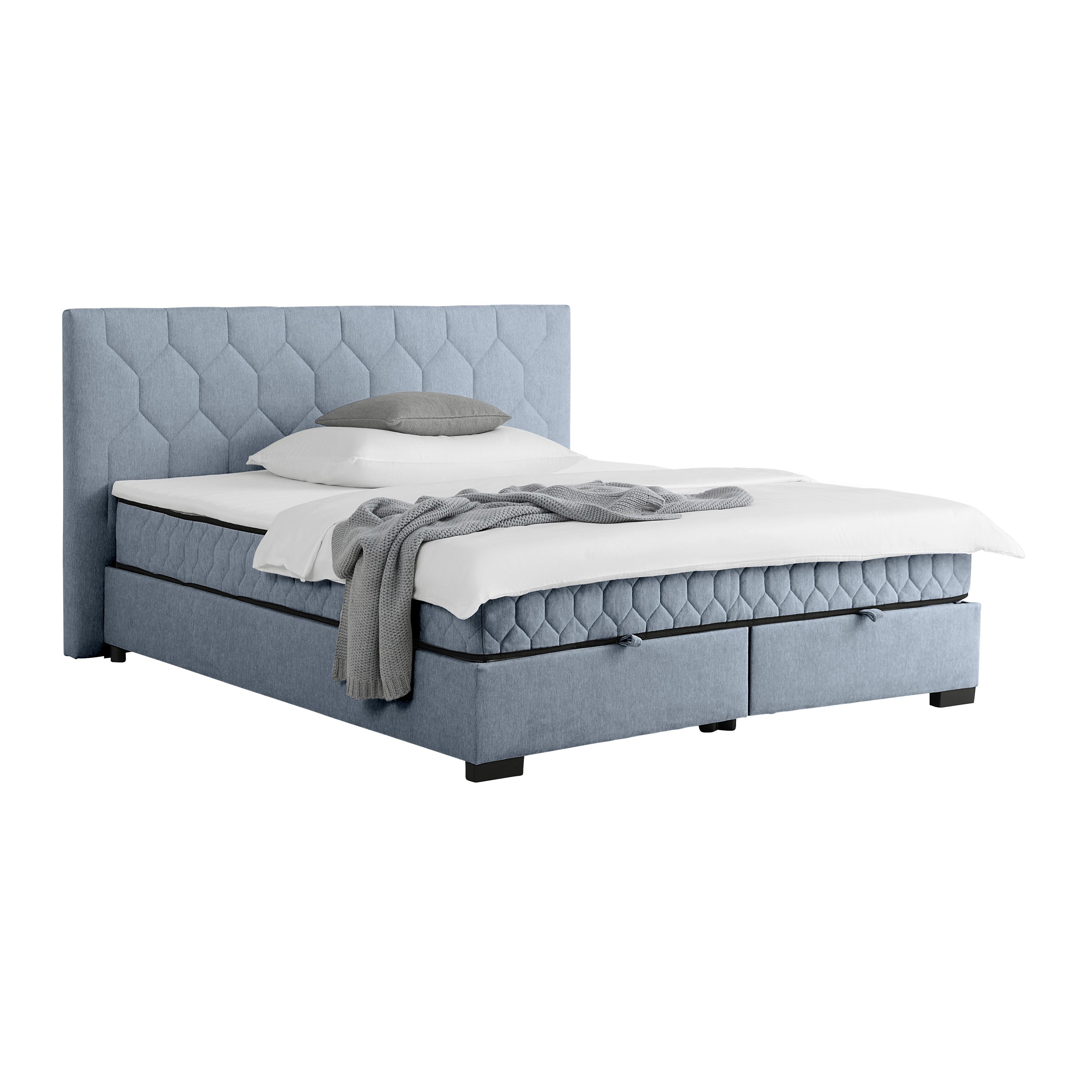Boxbett Maya-D Blau ca. 180x200cm - Blau/Schwarz, KONVENTIONELL, Holz/Holzwerkstoff (180/200cm) - Mömax