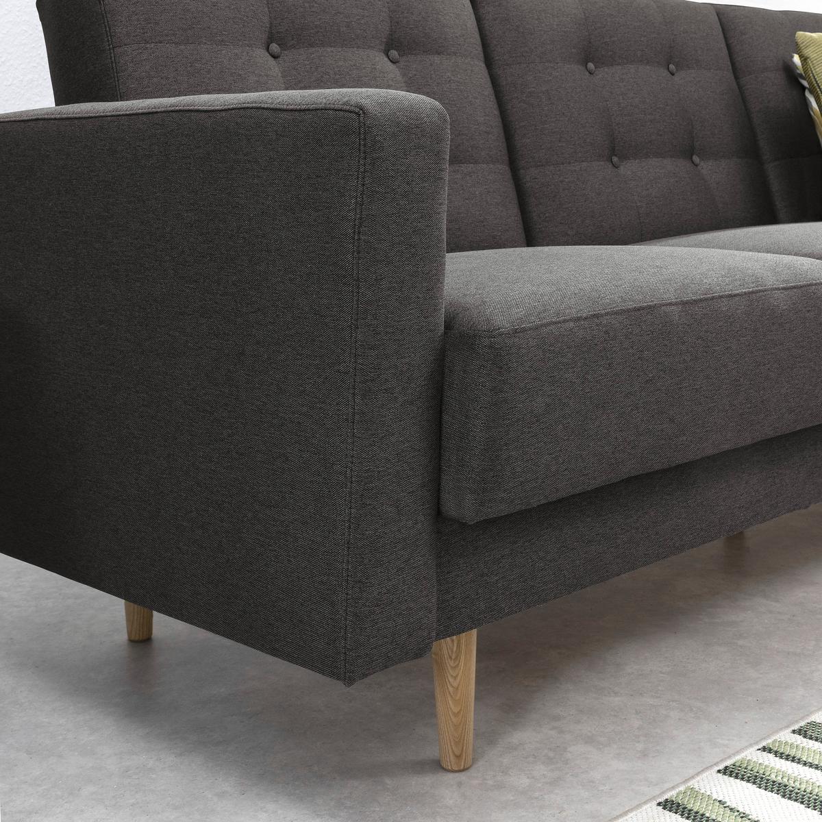 3-Sitzer-Sofa Jasmin Anthrazit Flachgewebe mit Schlaffunktion - Anthrazit/Eschefarben, MODERN, Holz/Textil (224/81/83cm) - Max Winzer