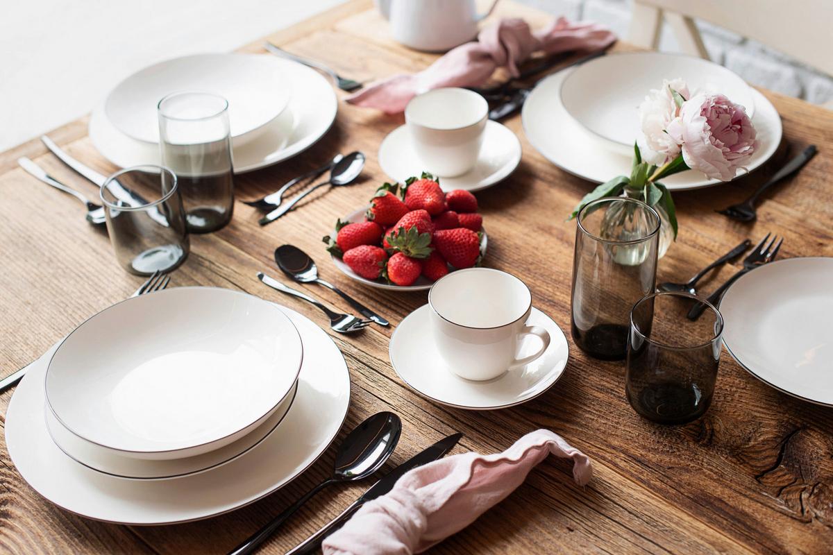 TAFELSERVICE FELISE - Weiss/Schwarz, Trend, Keramik - Mäser