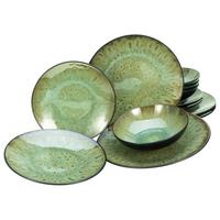 Jedilni Servis Jawa Green, 12-Delni - črna/zelena, Basics, keramika - Creatable
