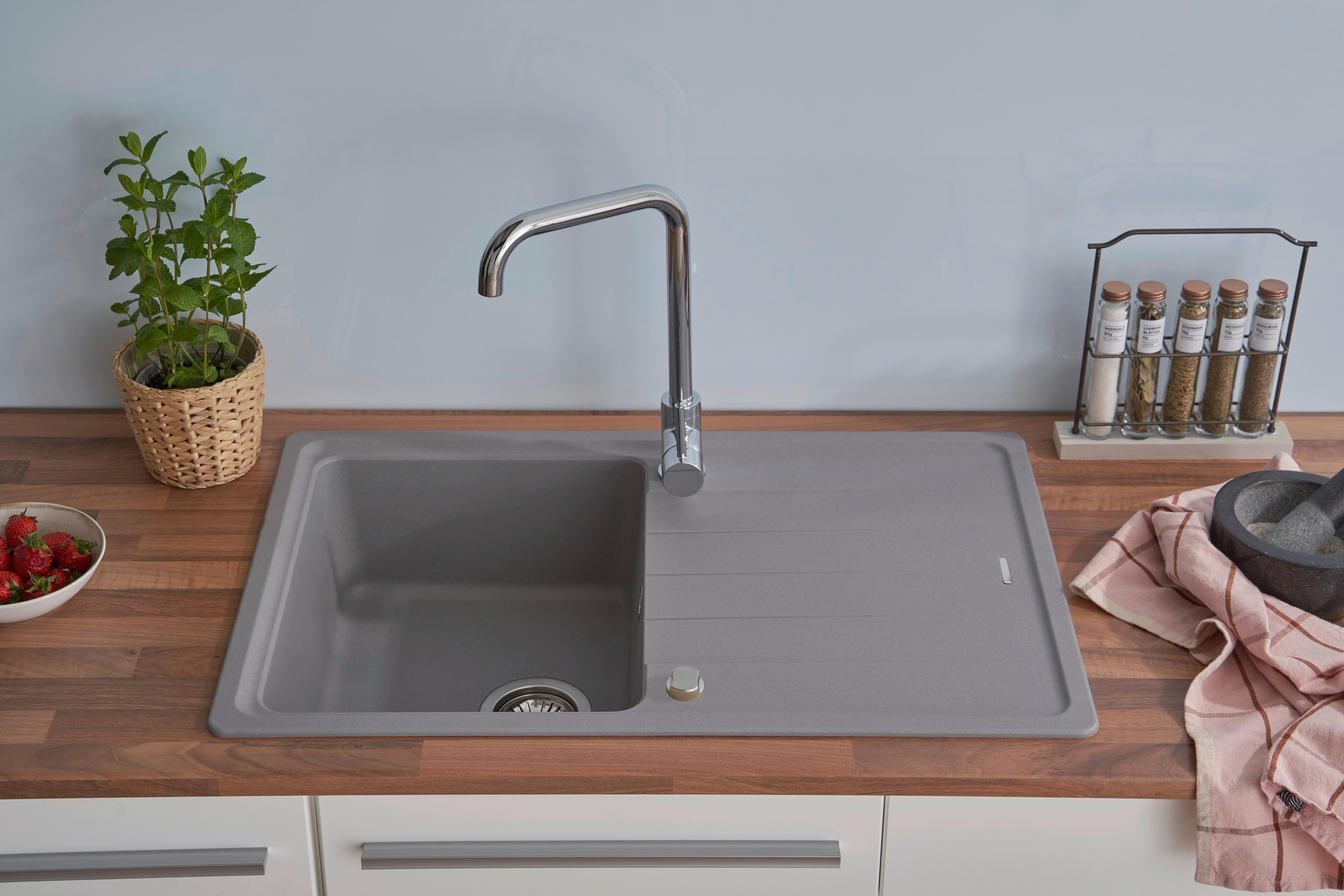 Granitspüle Columbia ca. 78x18,5x50 cm Grau - Grau, Trend, Stein (78/18,5/50cm) - Respekta