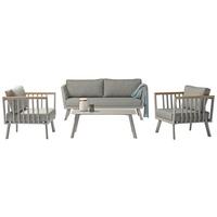 Lounge Garnitura Gondola, Siva, 4-Delno - barva tikovine/rjavosiva, Moderno, kovina/umetna masa (175/70/72cm) - Acamp