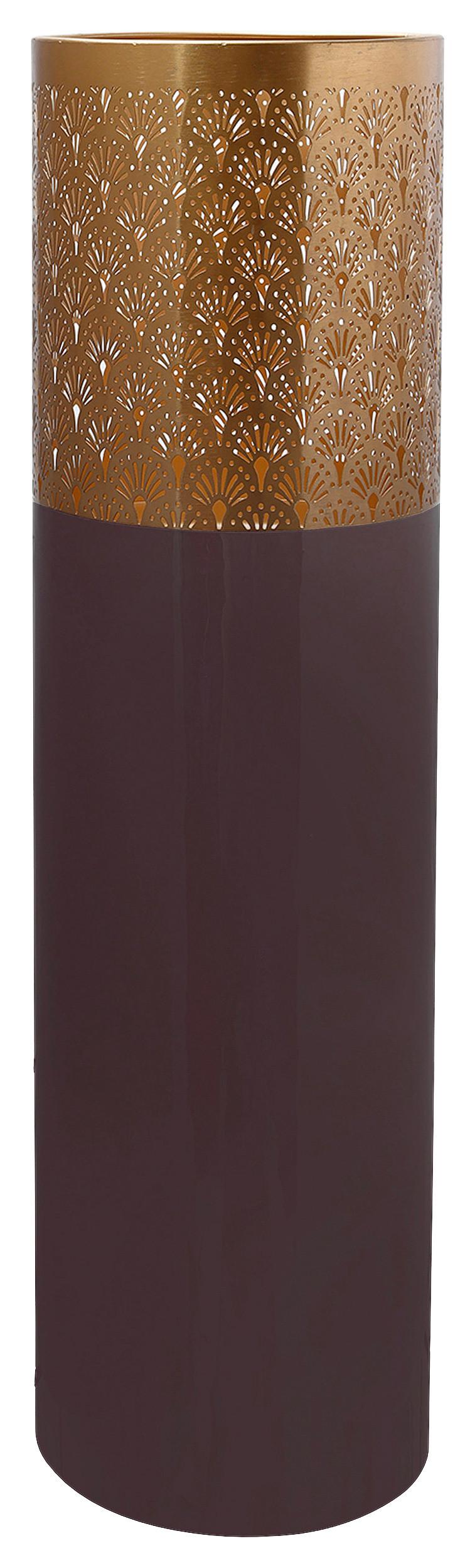 BODENVASE ART DECO 1115 - Lila/Goldfarben, Trend, Metall (25/90cm) - Kayoom